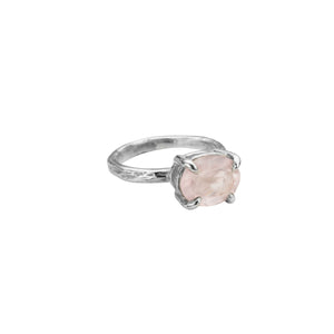Silver Rose Quartz Claw Ring