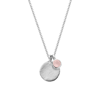 Silver Rose Quartz Moon & Stone Necklace