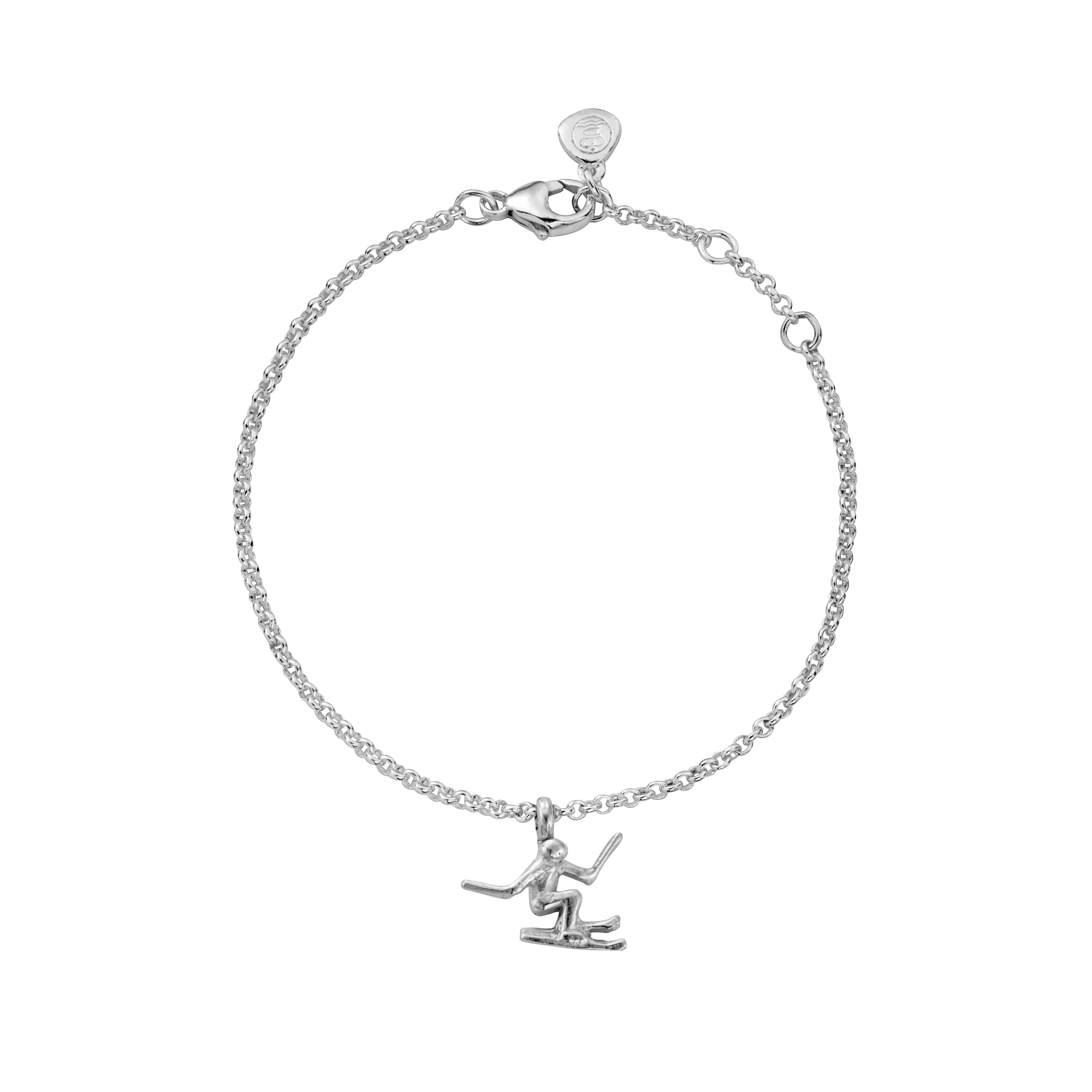 Silver Skier Chain Bracelet