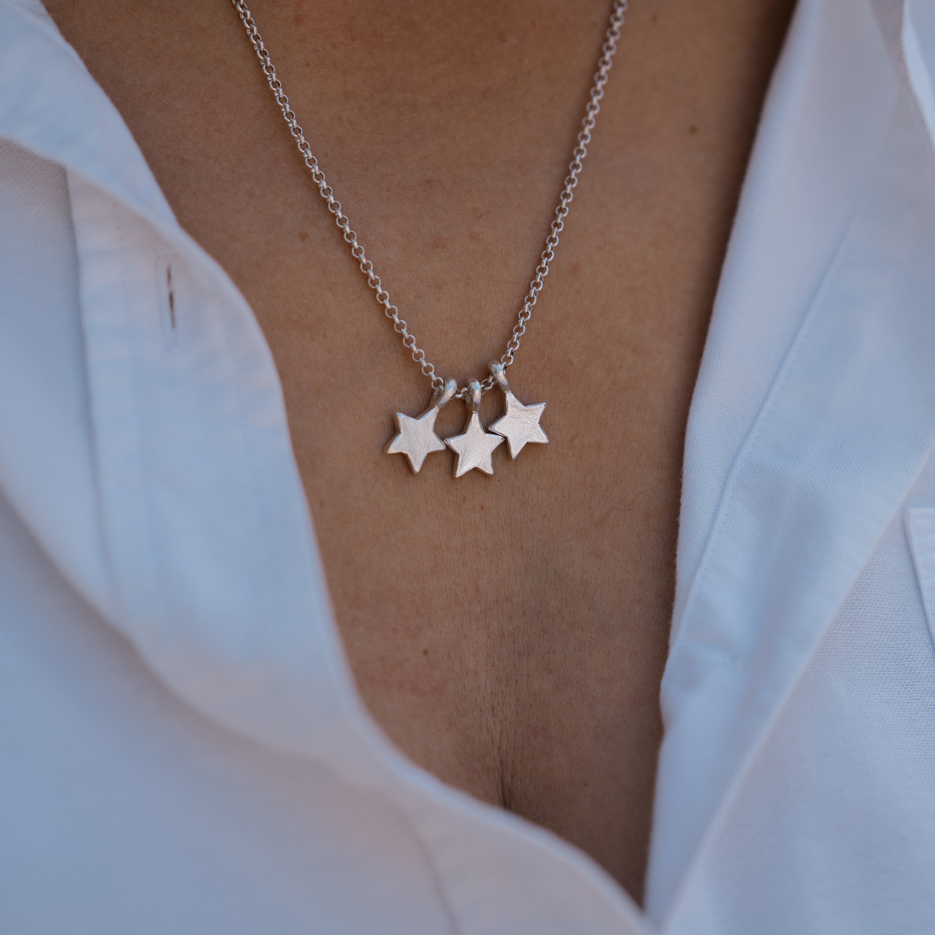 Silver Trio Guiding Star Necklace