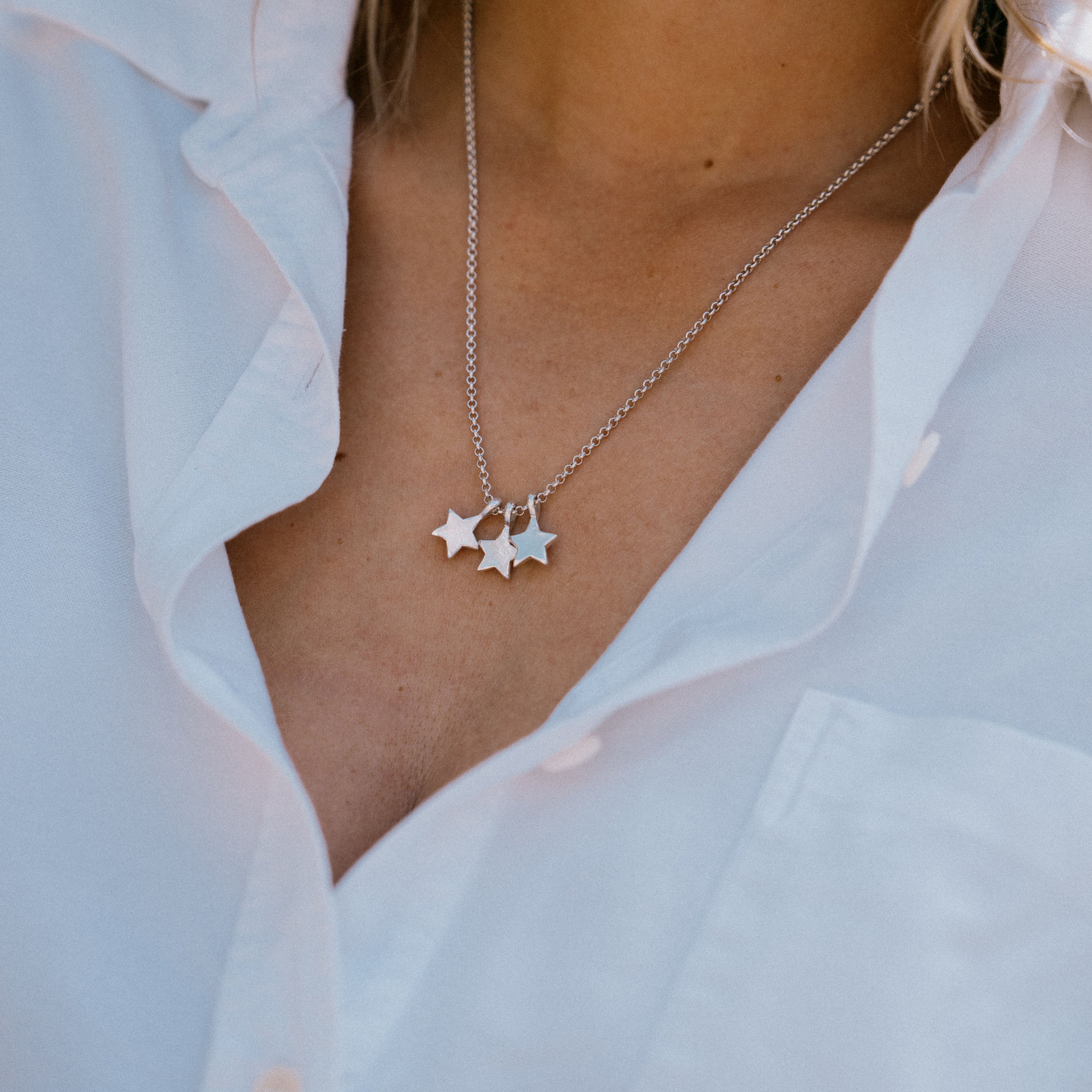 Silver Trio Guiding Star Necklace
