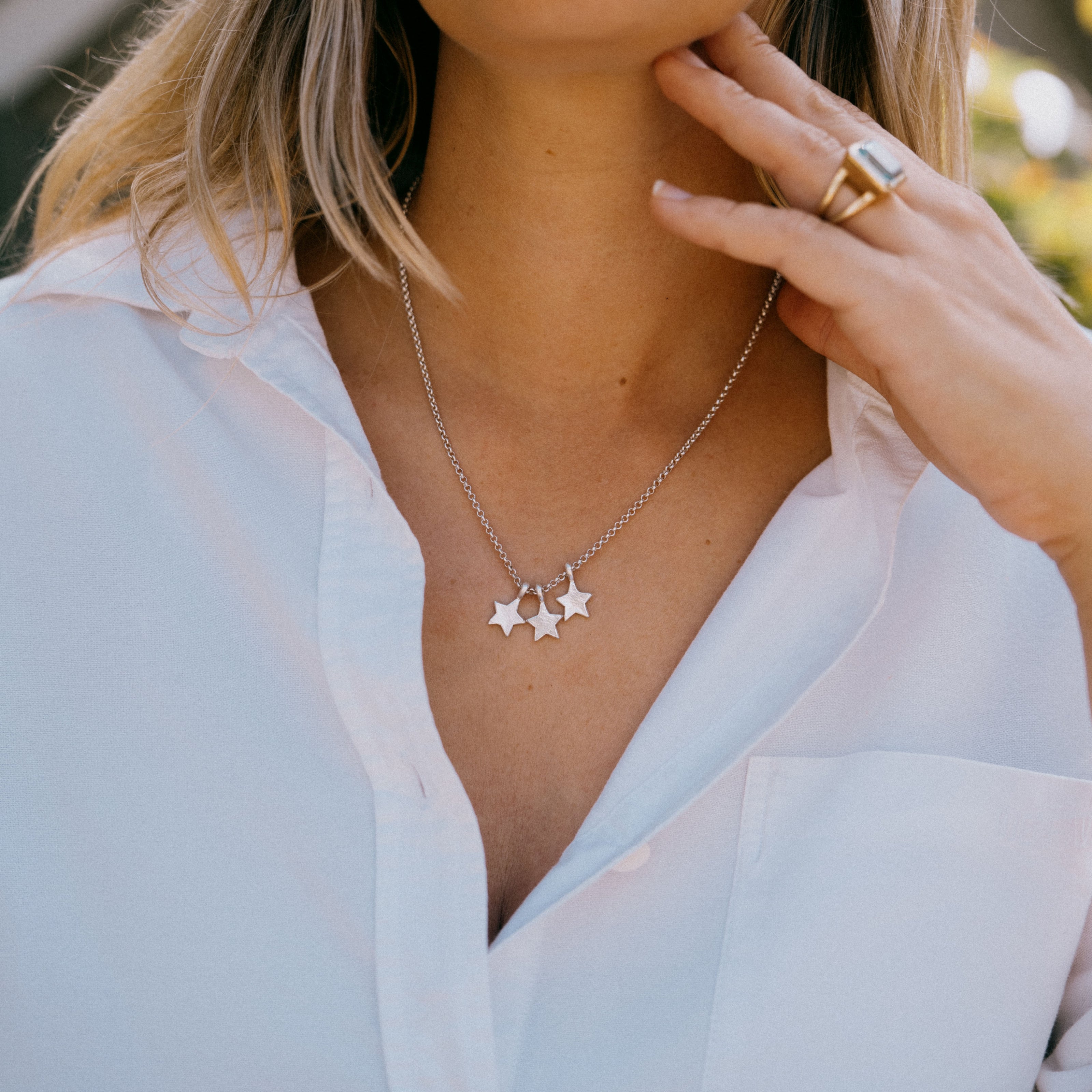 Silver Trio Guiding Star Necklace