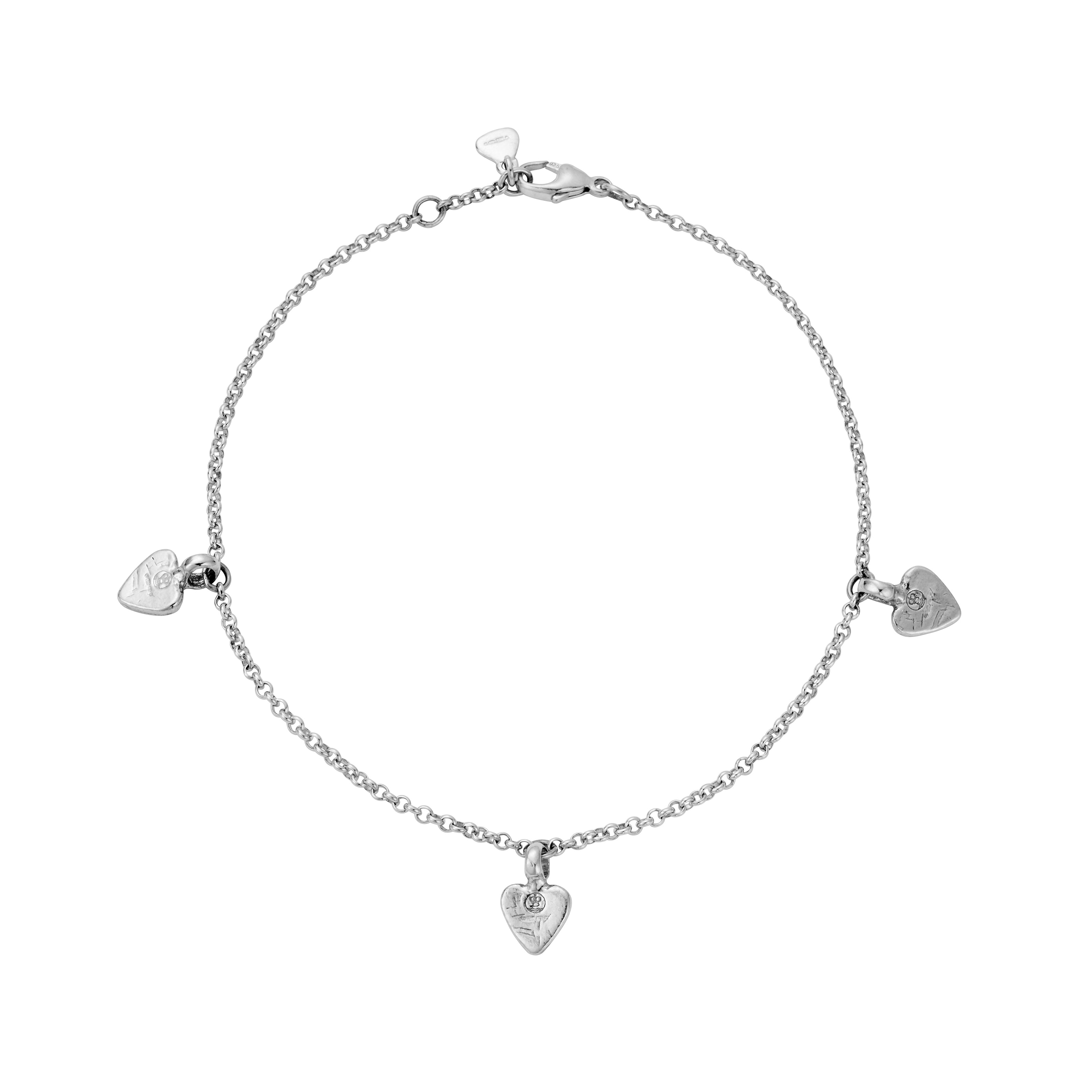 Silver Trio Baby Heart Anklet
