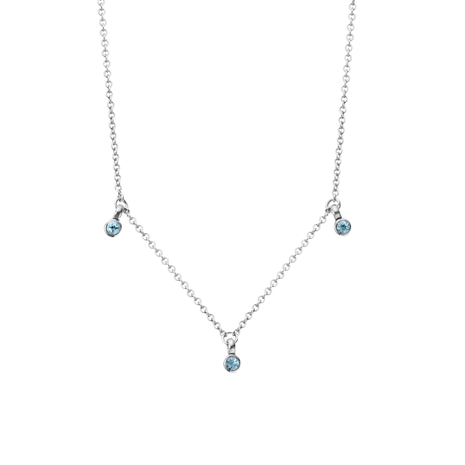 Silver Trio Blue Topaz Necklace