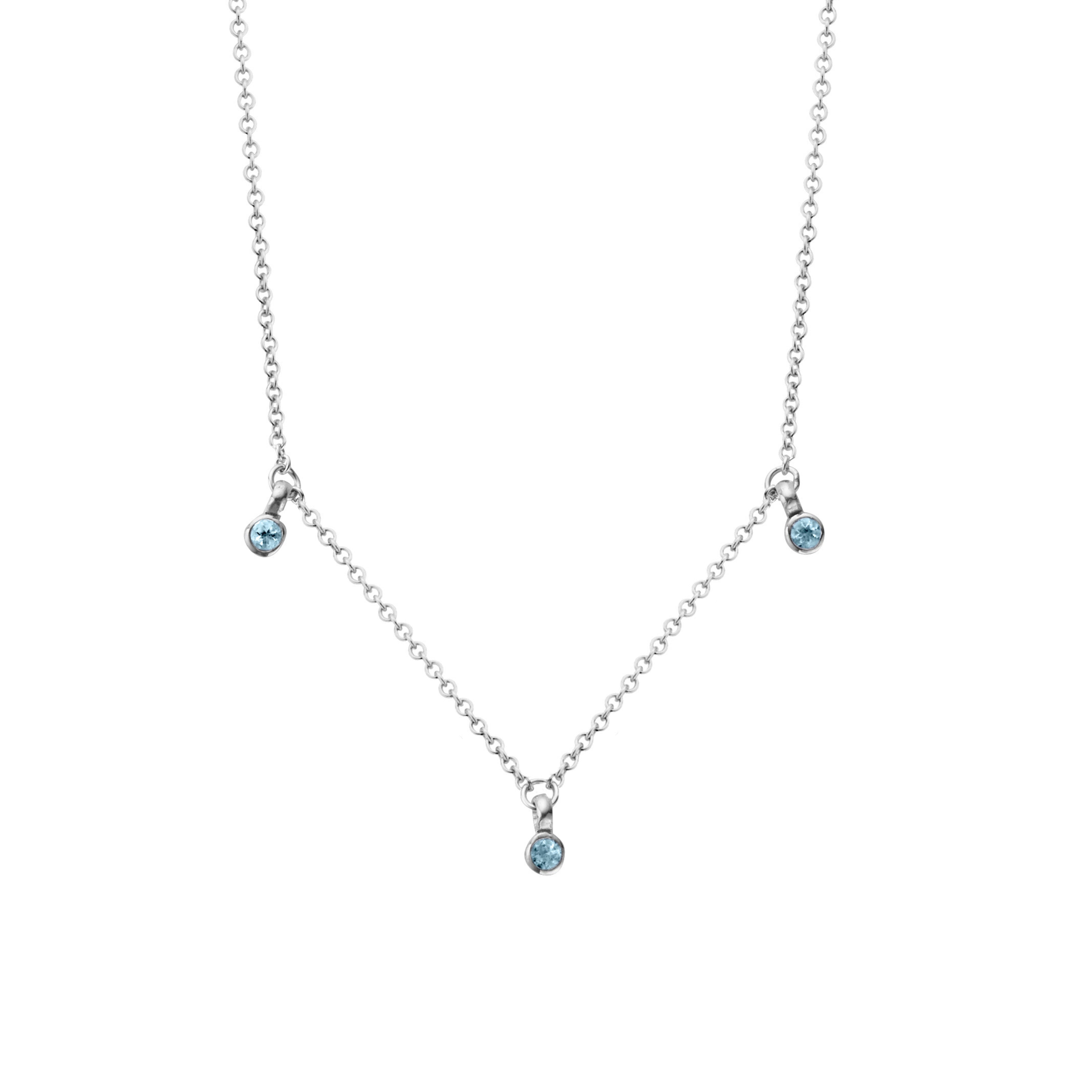 Silver Trio Blue Topaz Necklace