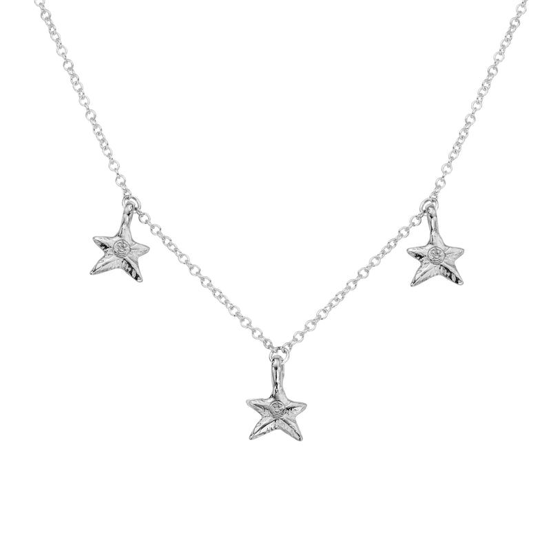 Silver Trio Mini Star Necklace