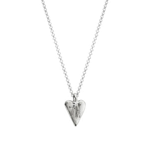 Silver Medium Heart Necklace with Handwriting