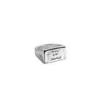 Silver Rectangle Signet Ring with Handwriting