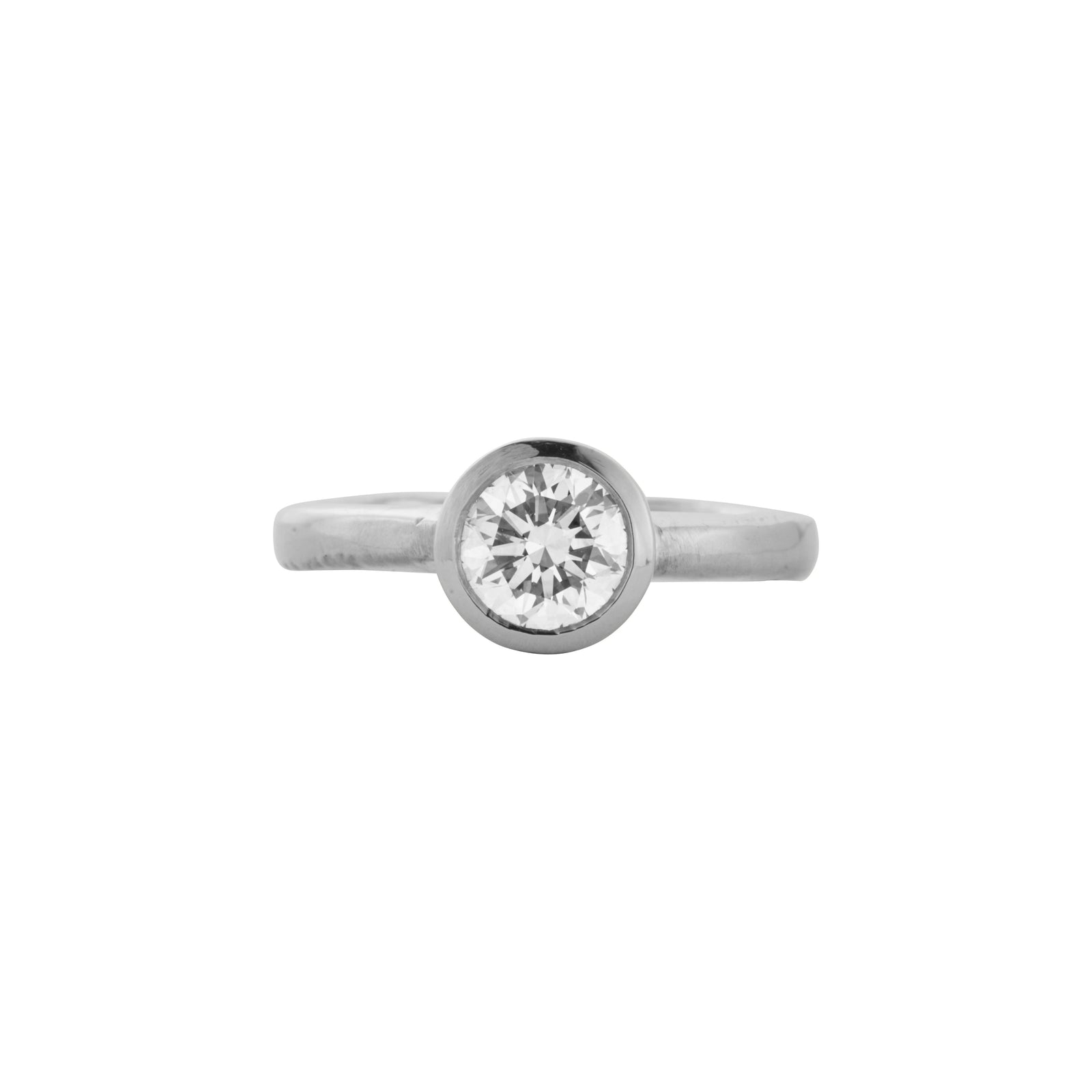 'The Eternity' Silver Round 1ct Lab Grown Diamond Bezel Engagement Ring