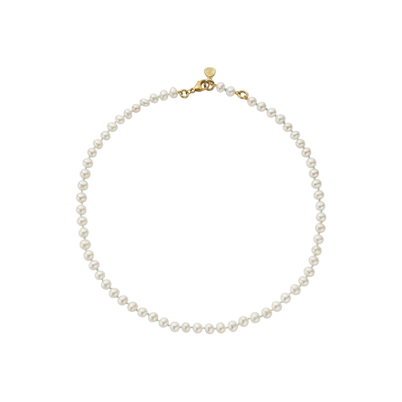 Gold Mini White Holiday Pearl Necklace