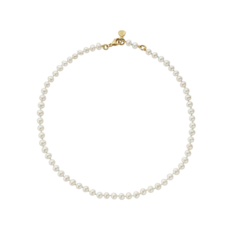 Gold Mini White Holiday Pearl Necklace