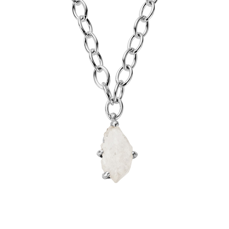 No.28 Silver Rock Crystal Pendant Sylt Chain Necklace