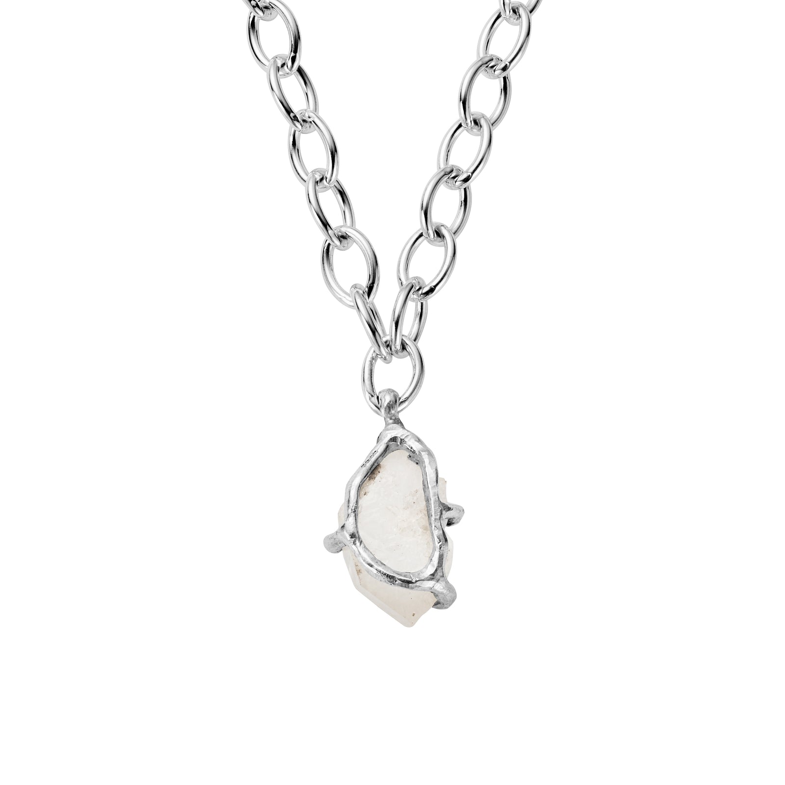 No.28 Silver Rock Crystal Pendant Sylt Chain Necklace