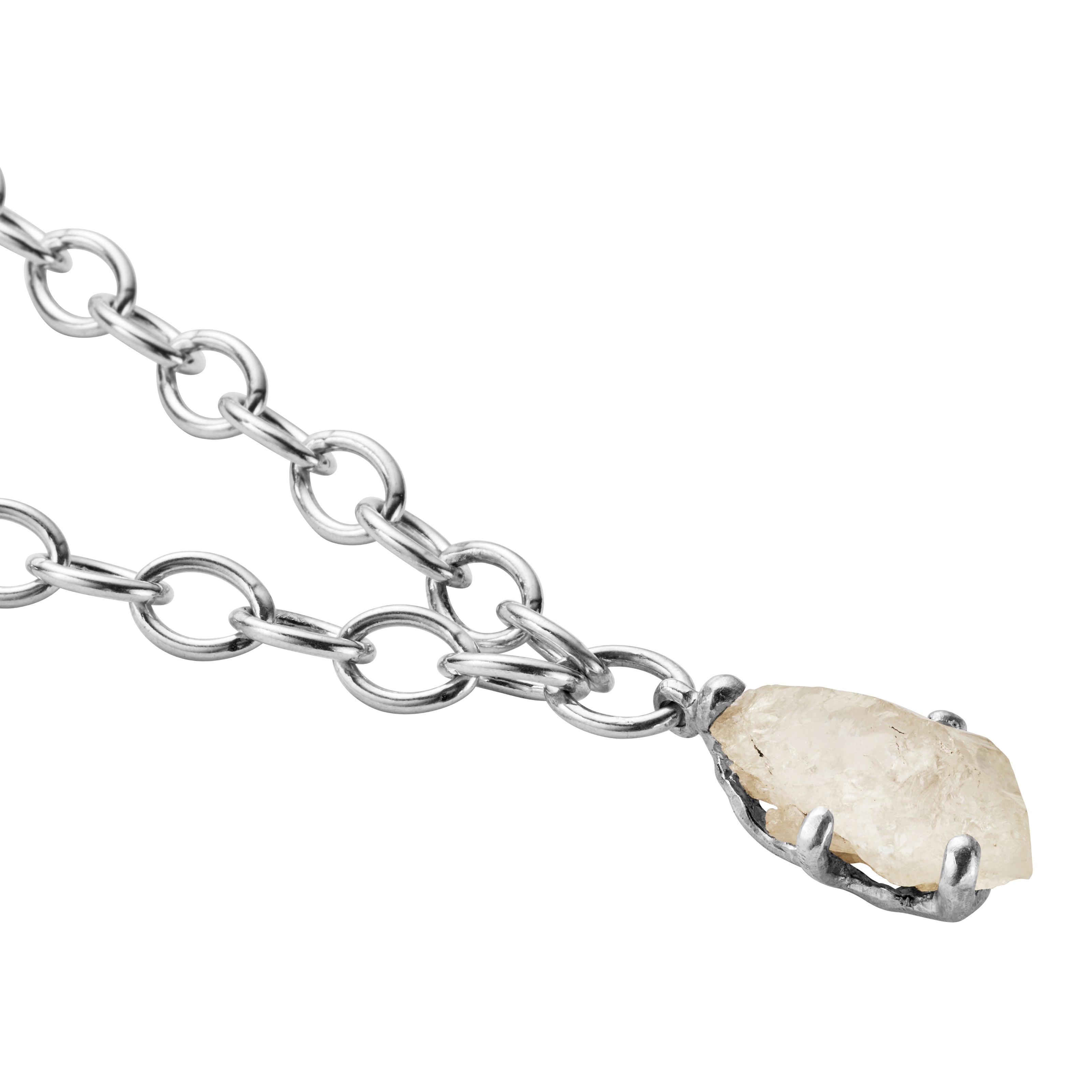 No.28 Silver Rock Crystal Pendant Sylt Chain Necklace