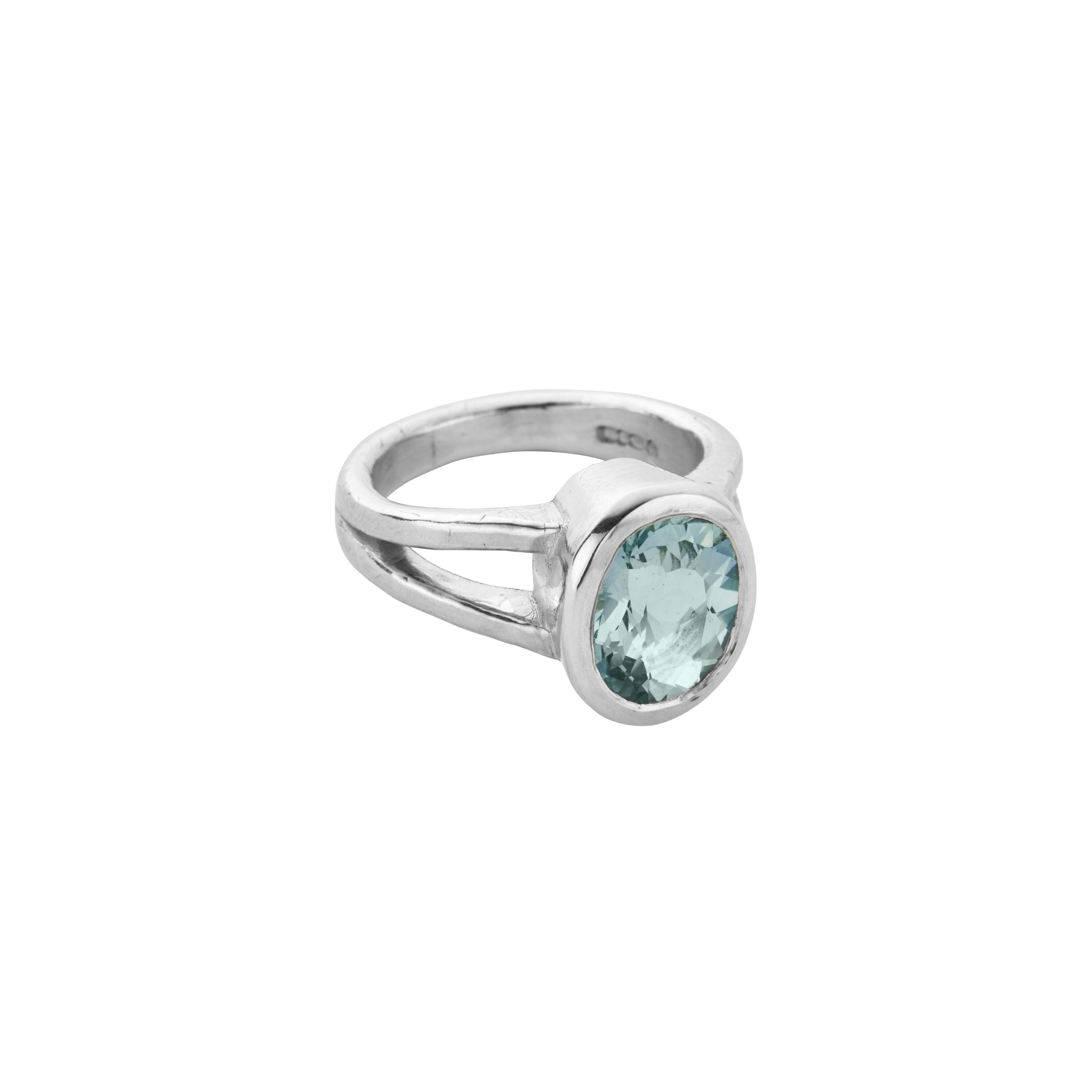 TARNI Silver Zimbaqua Aquamarine Ring