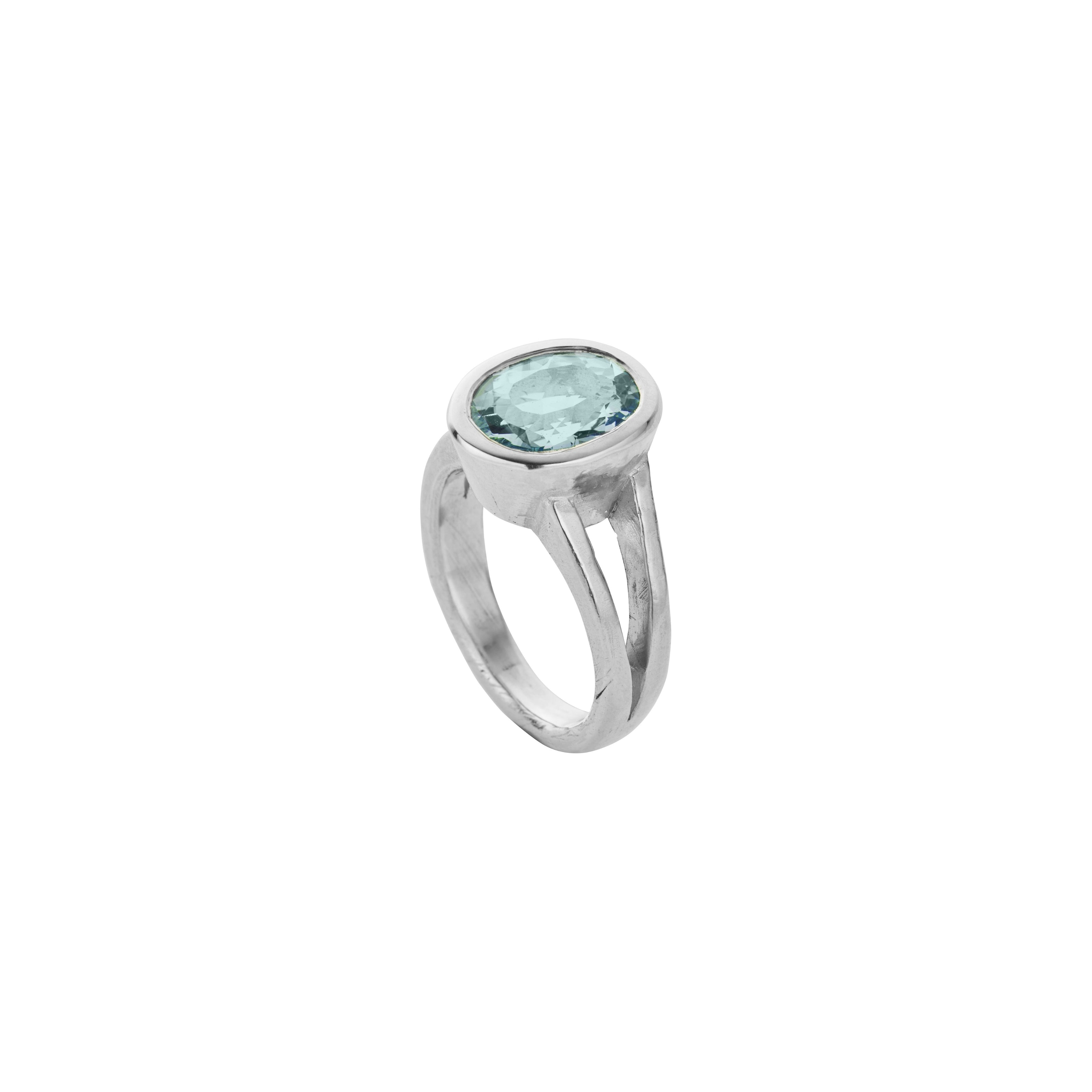 TARNI Silver Zimbaqua Aquamarine Ring