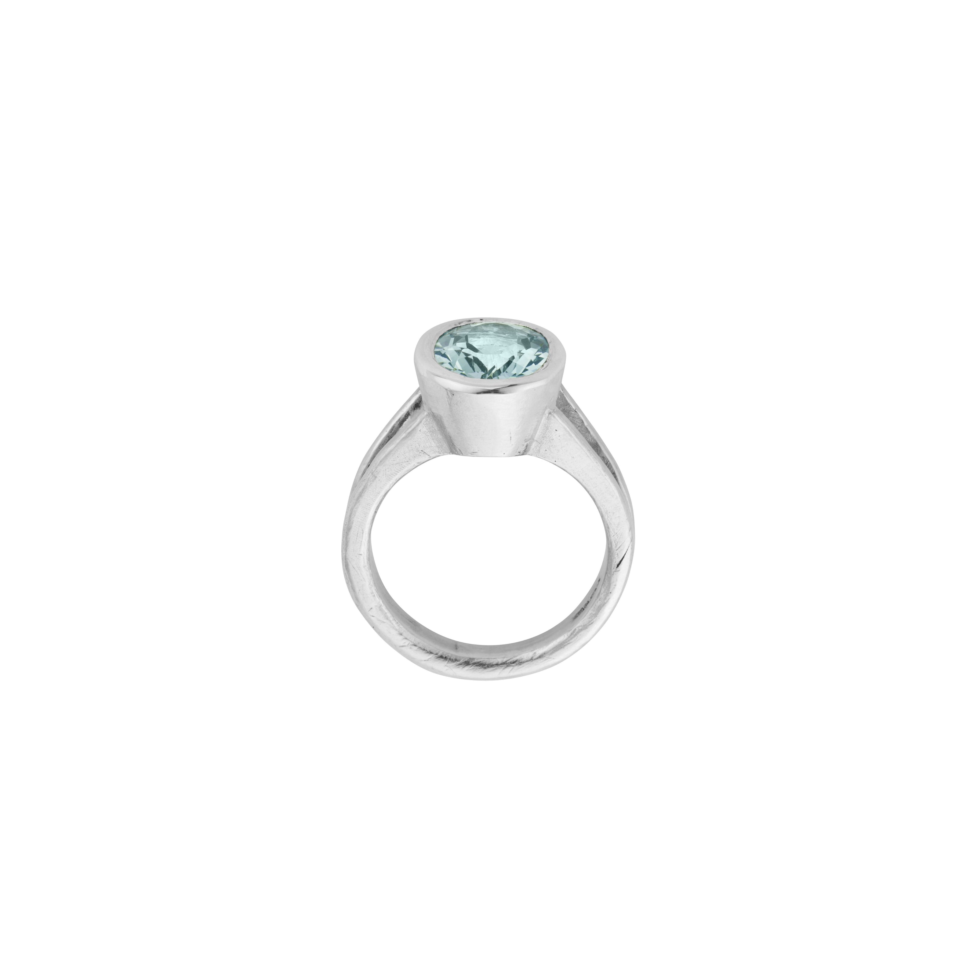 TARNI Silver Zimbaqua Aquamarine Ring