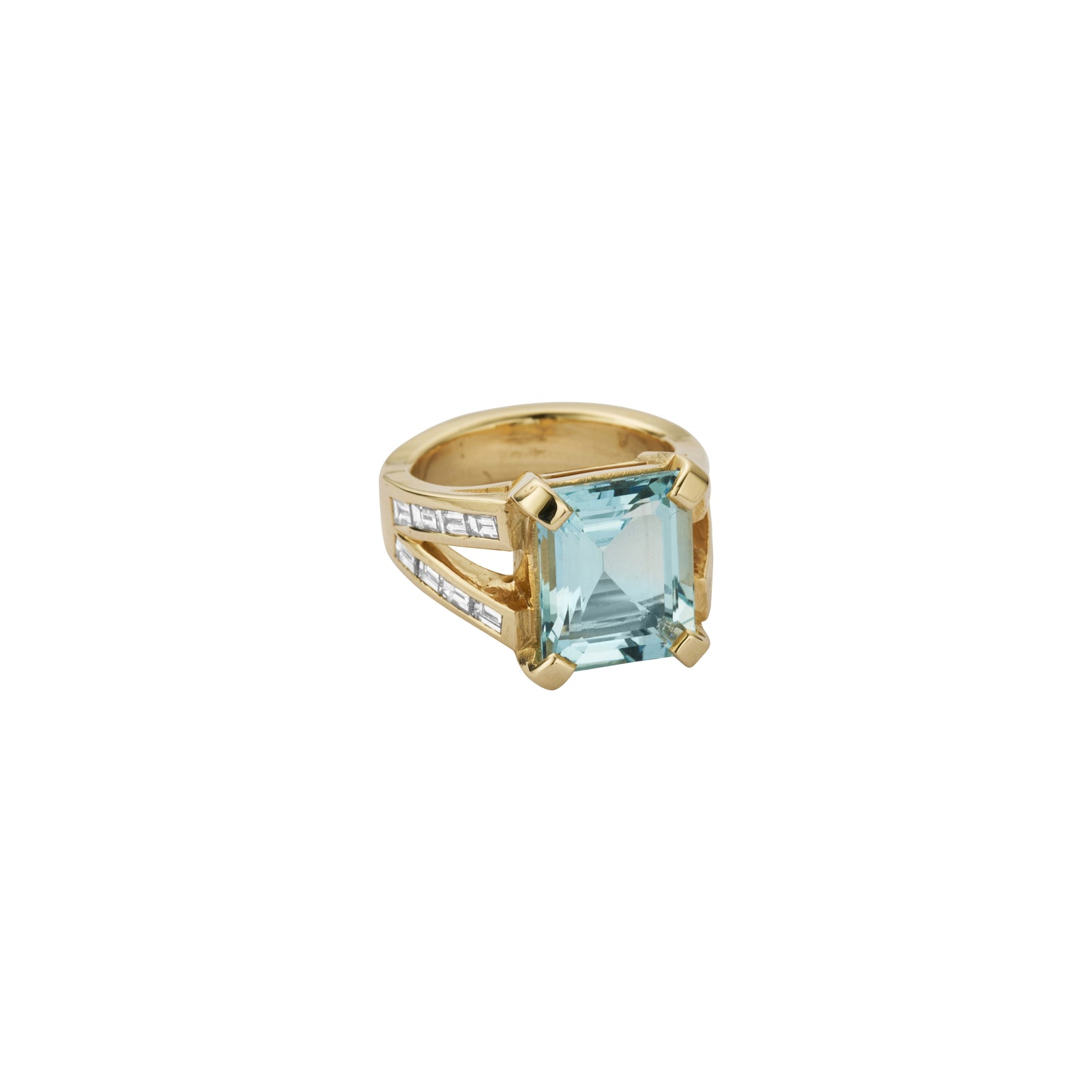 THALASSA Gold Aquamarine & Diamond Claw Ring