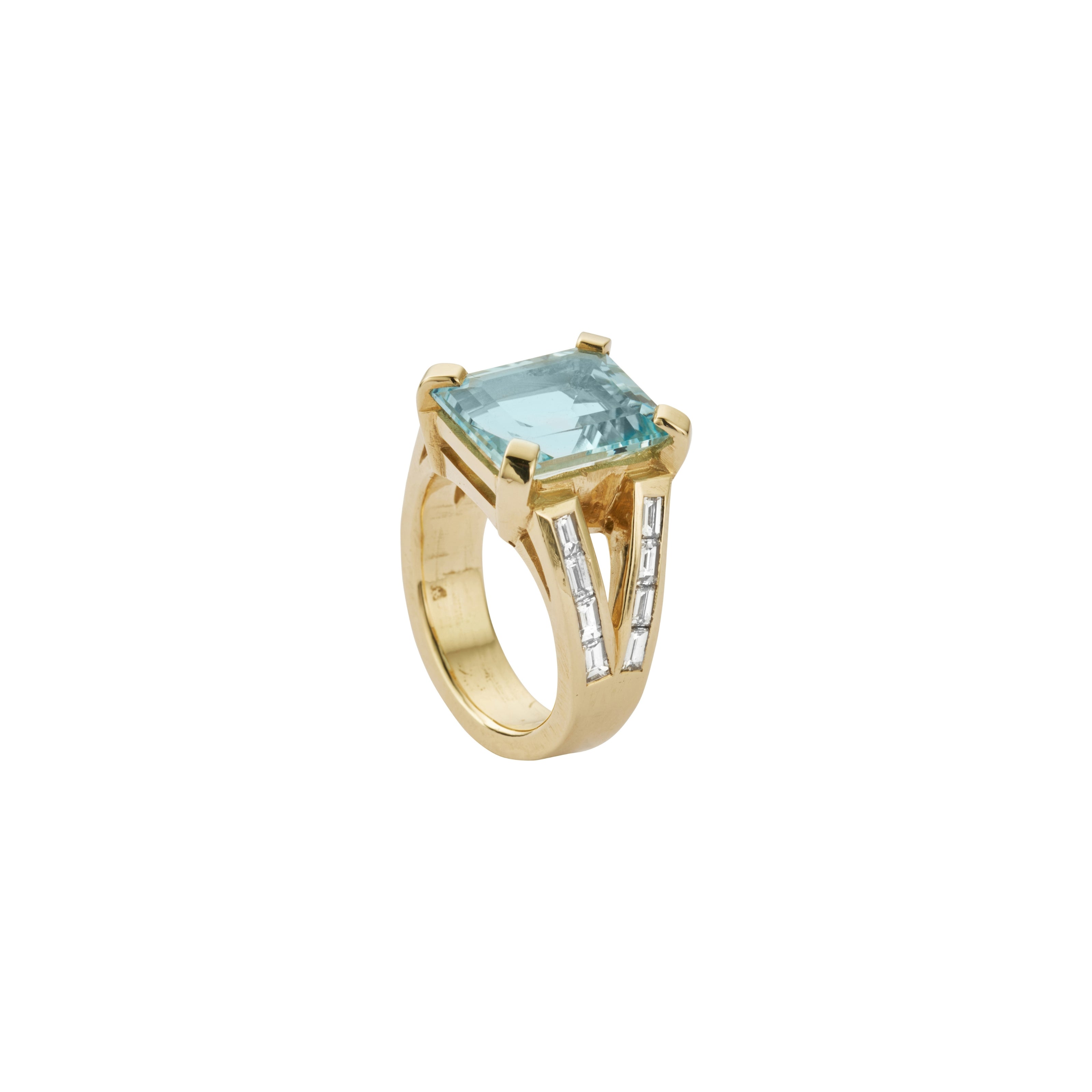 THALASSA Gold Aquamarine & Diamond Claw Ring