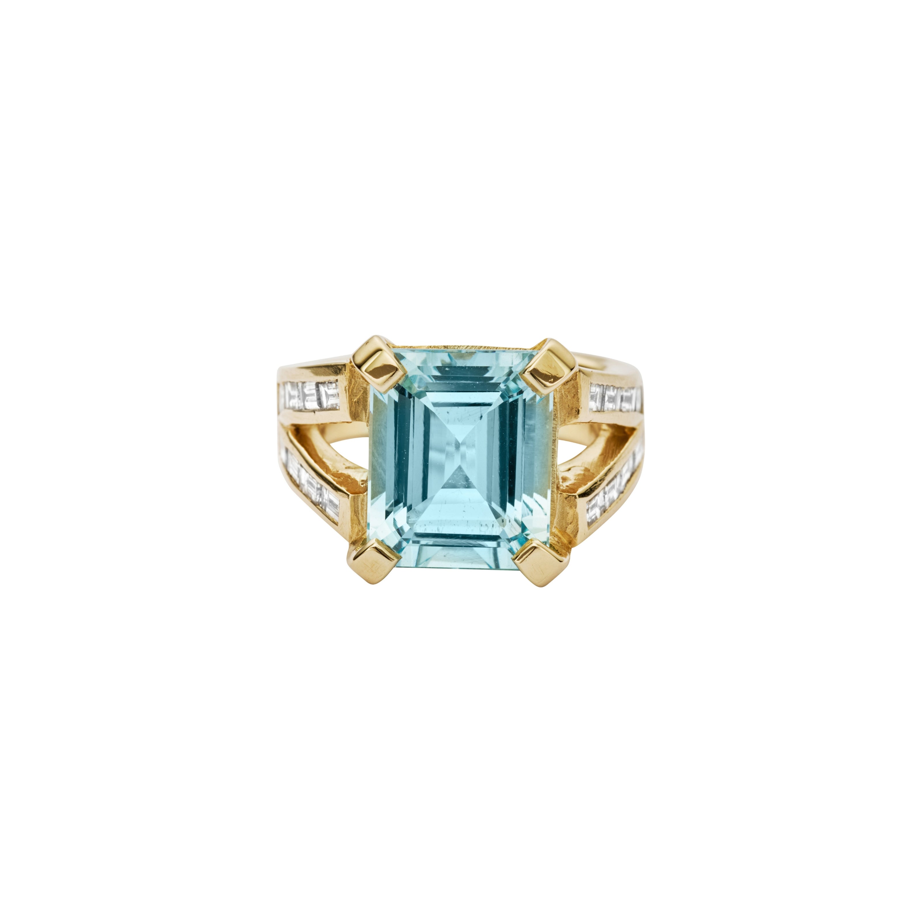 THALASSA Gold Aquamarine & Diamond Claw Ring