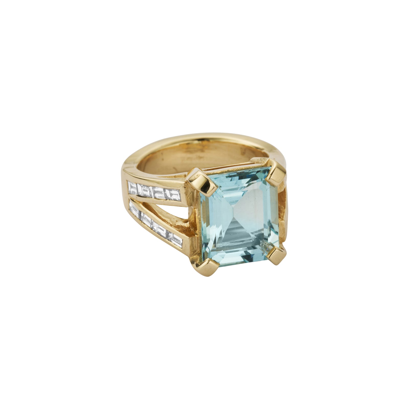 THALASSA Gold Aquamarine & Diamond Claw Ring