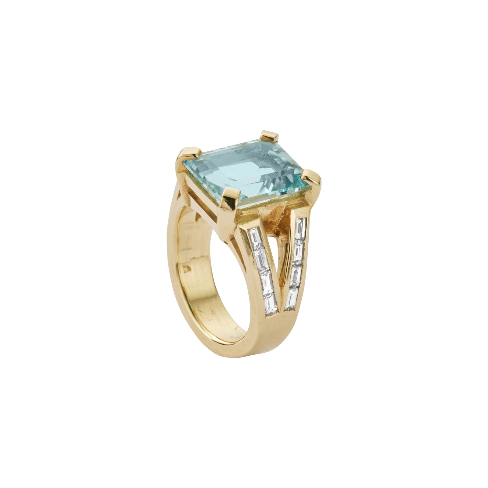 THALASSA Gold Aquamarine & Diamond Claw Ring