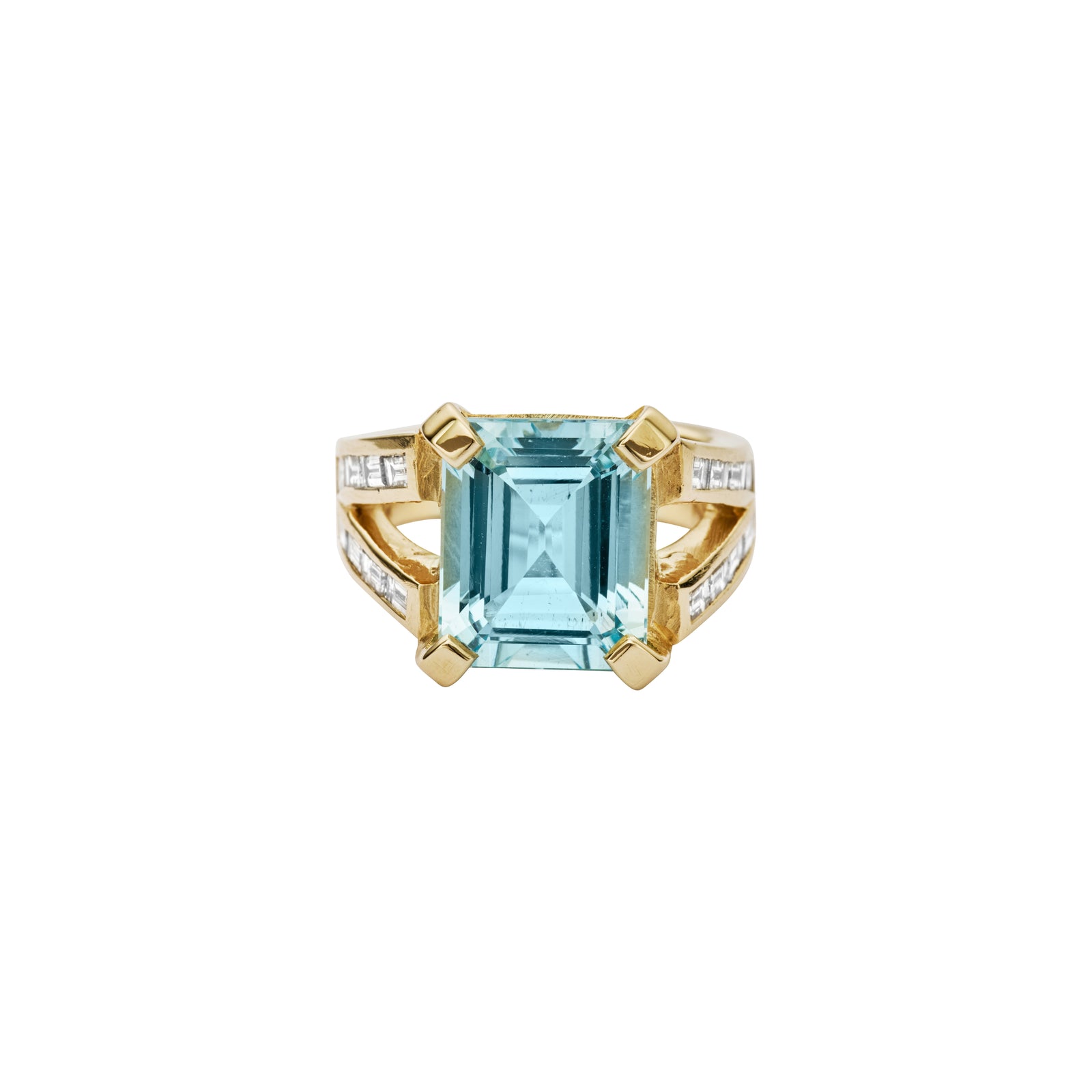 THALASSA Gold Aquamarine & Diamond Claw Ring