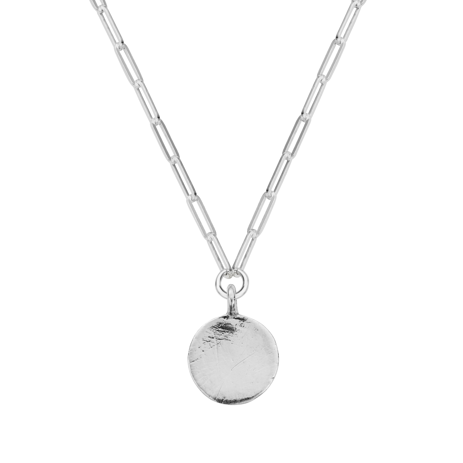 Silver Large Moon Trace Chain Necklace