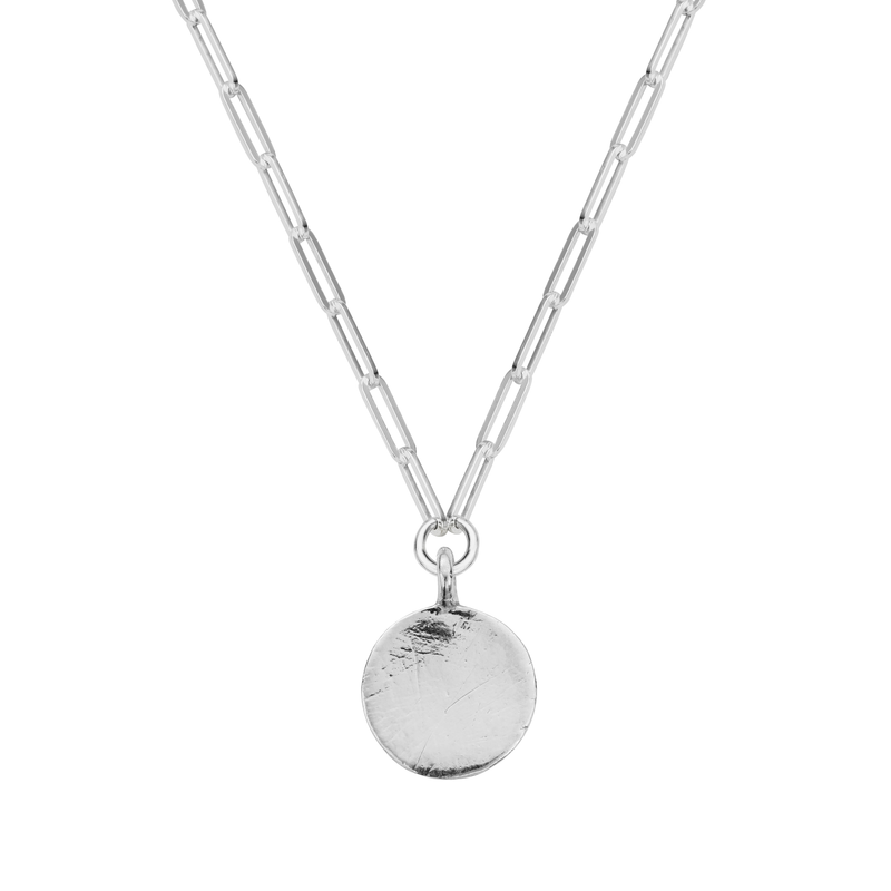 Silver Large Moon Trace Chain Necklace
