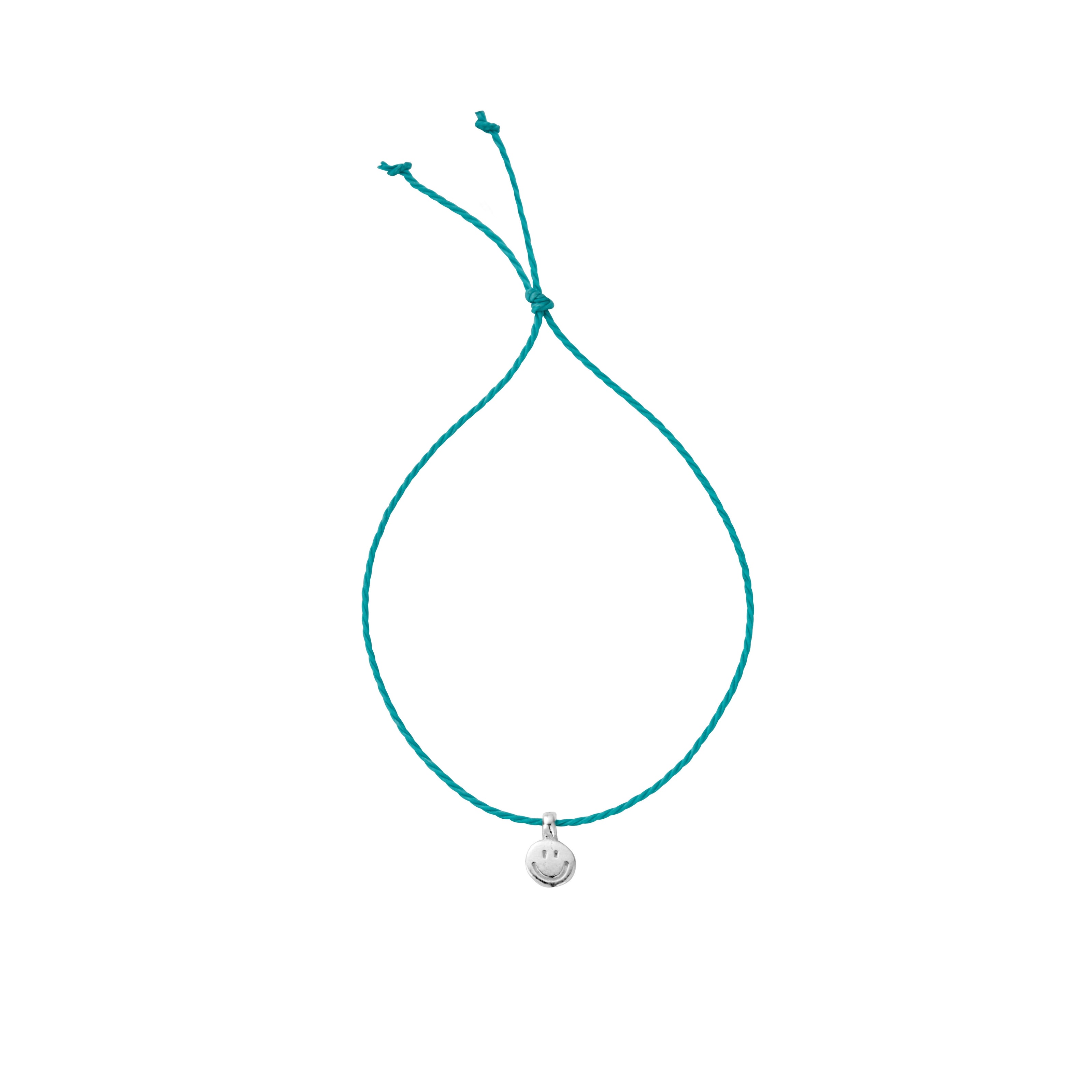 Silver Smiley Face Cord Bracelet