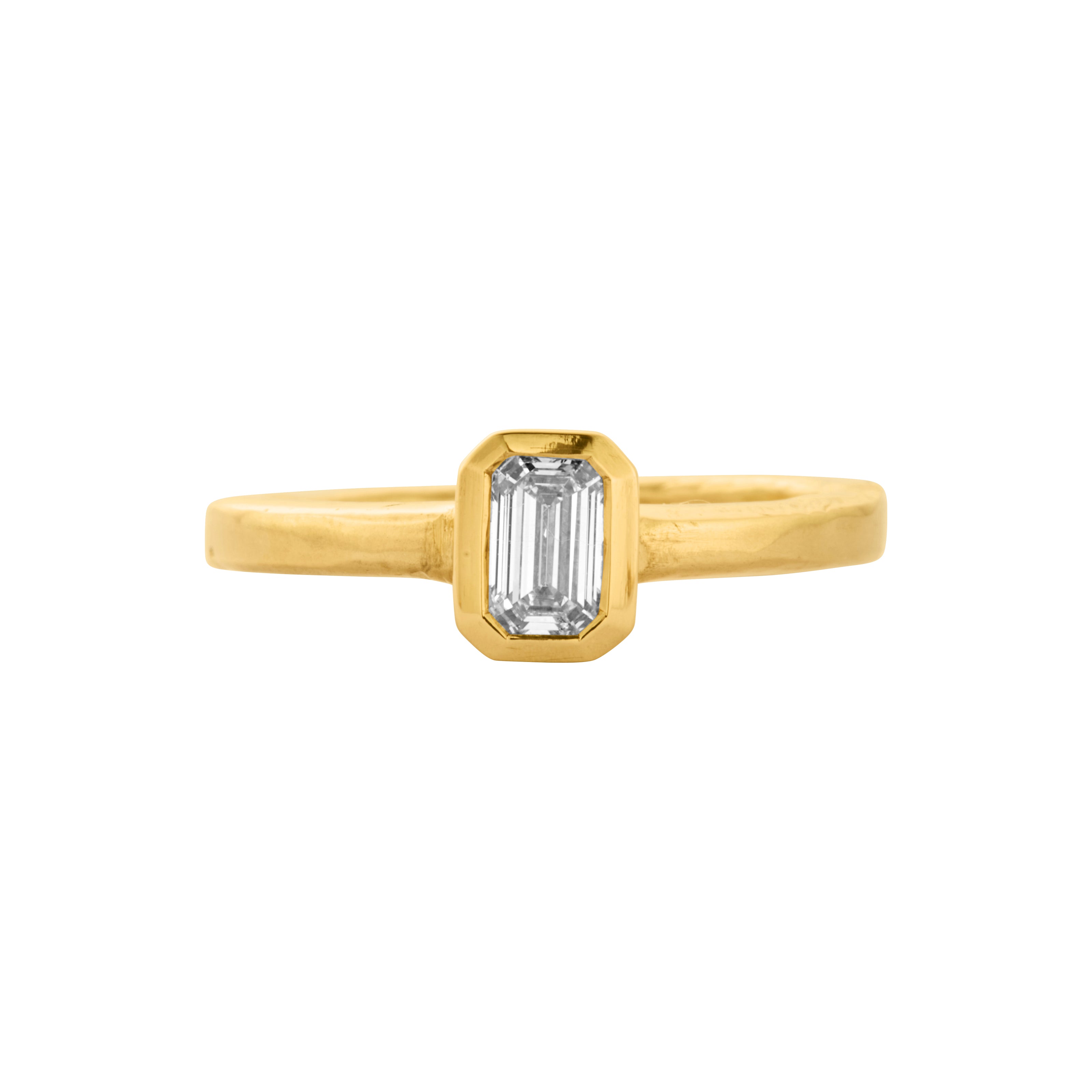 'The Heirloom' 18ct Gold Emerald 0.5ct Natural Diamond Bezel Engagement Ring