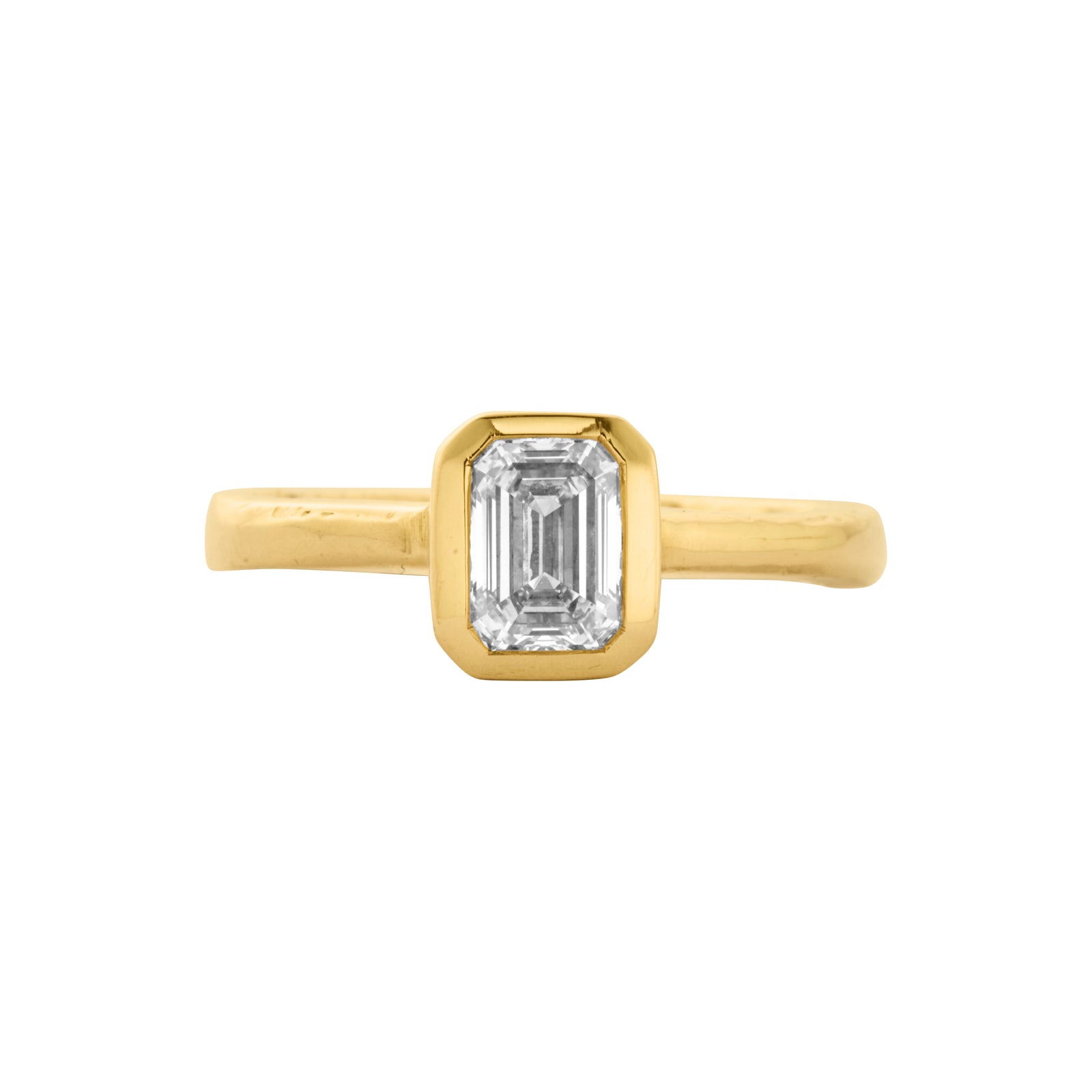 'The Heirloom' 18ct Gold Emerald 1ct Natural Diamond Bezel Engagement Ring