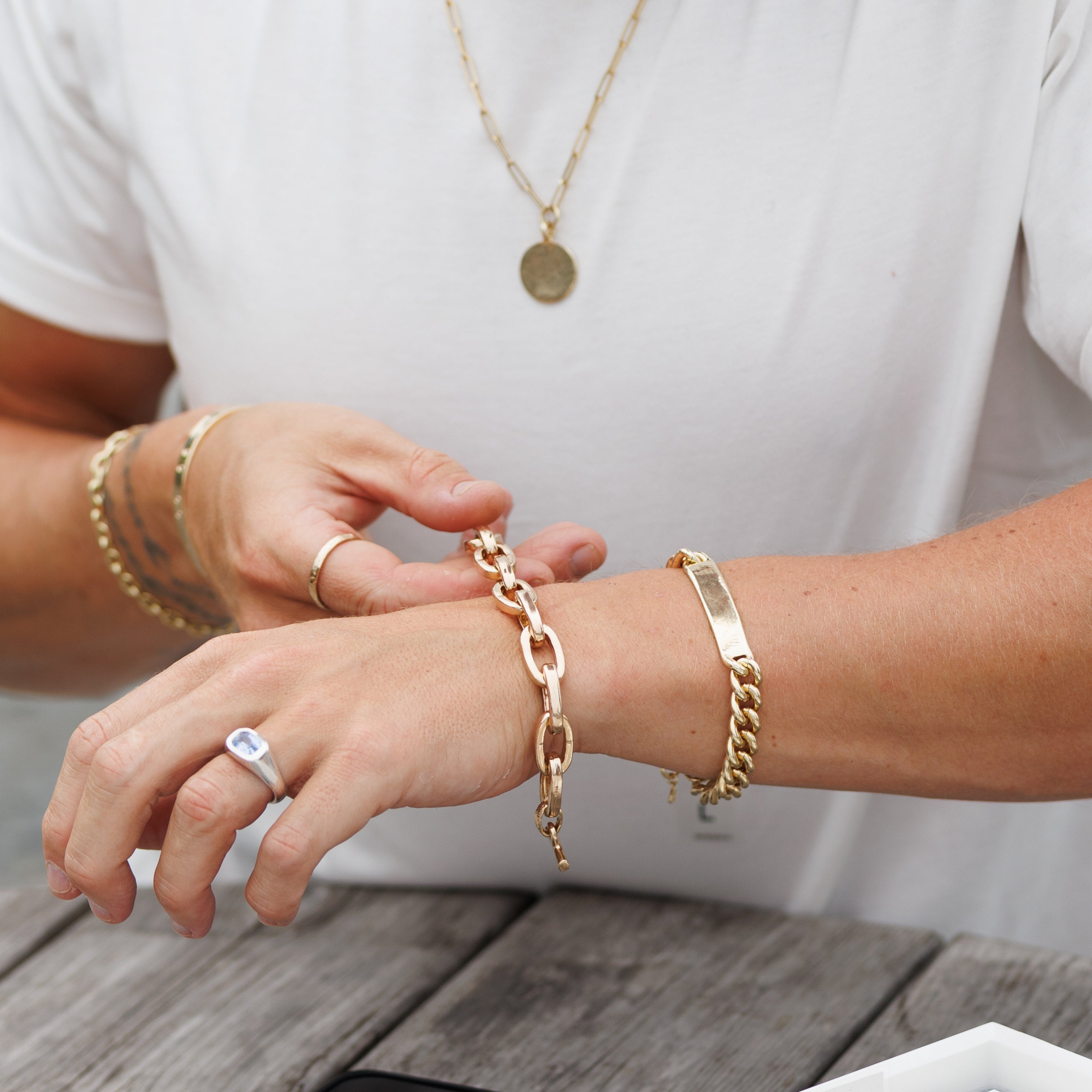 Gold Large ID Bracelet