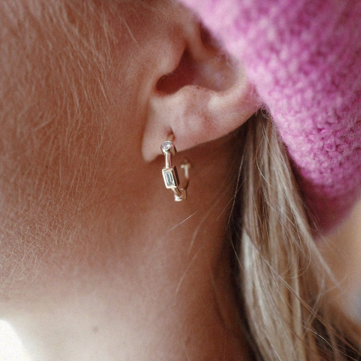 Gold Diamond Luxury Mini Cupid Hoop Earrings