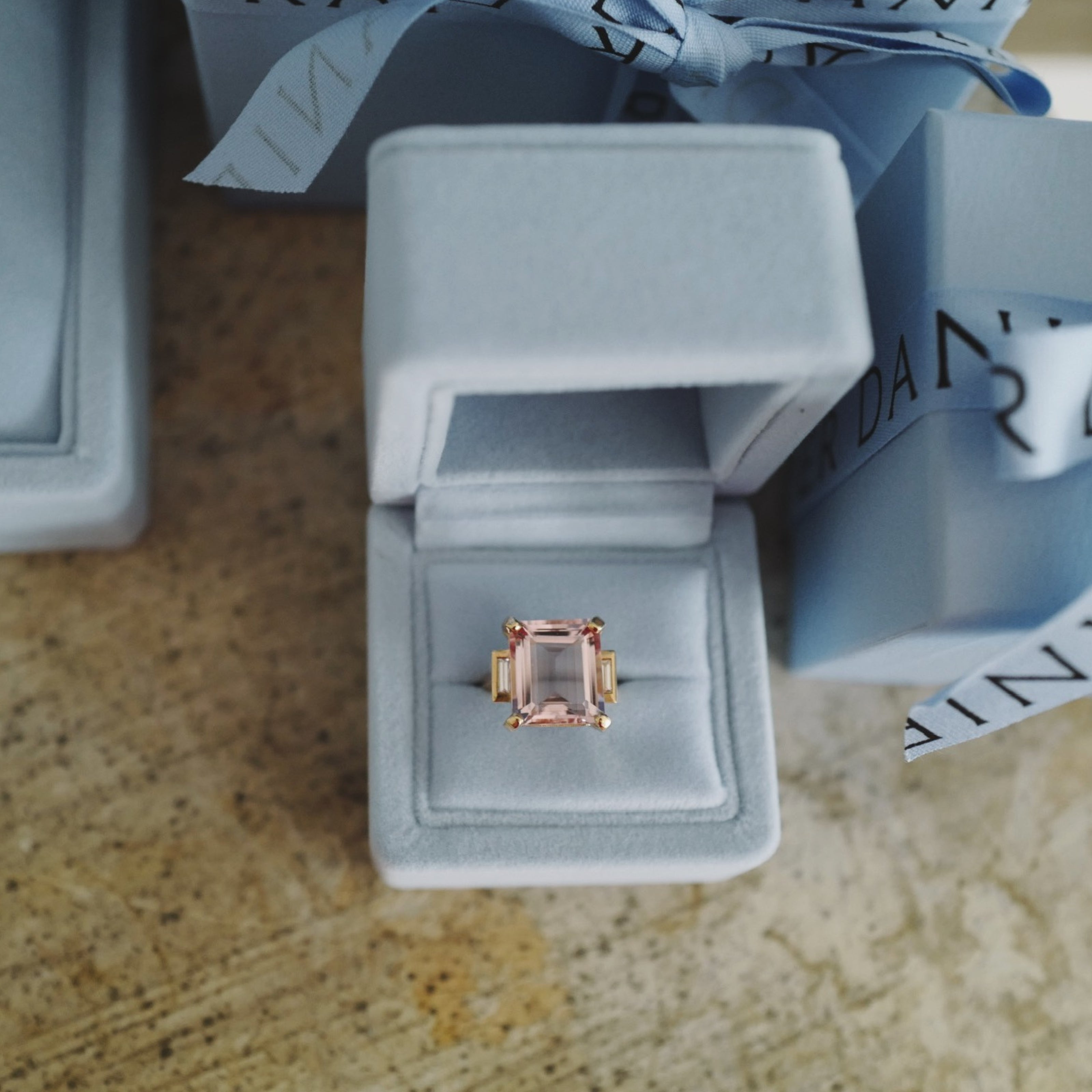 MYLEENA Gold Pink Morganite & Diamond Claw Ring