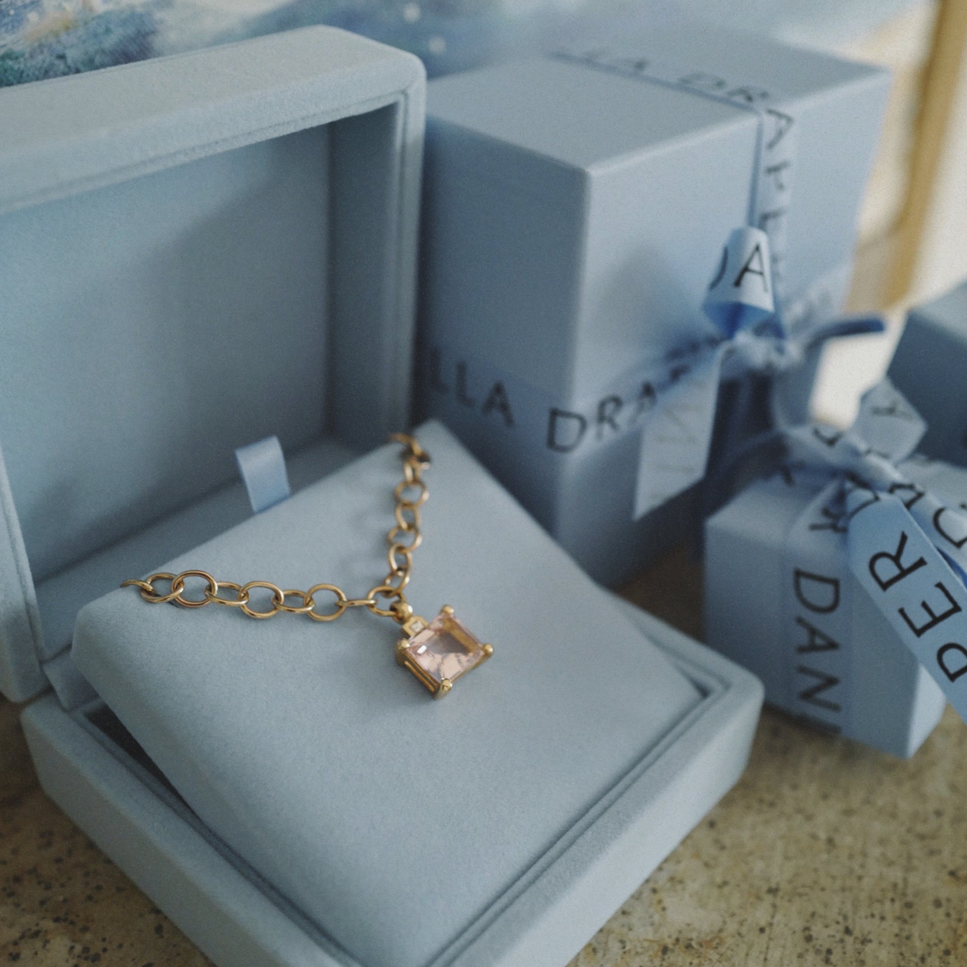 MILENA Gold Morganite & Diamond Pendant Necklace