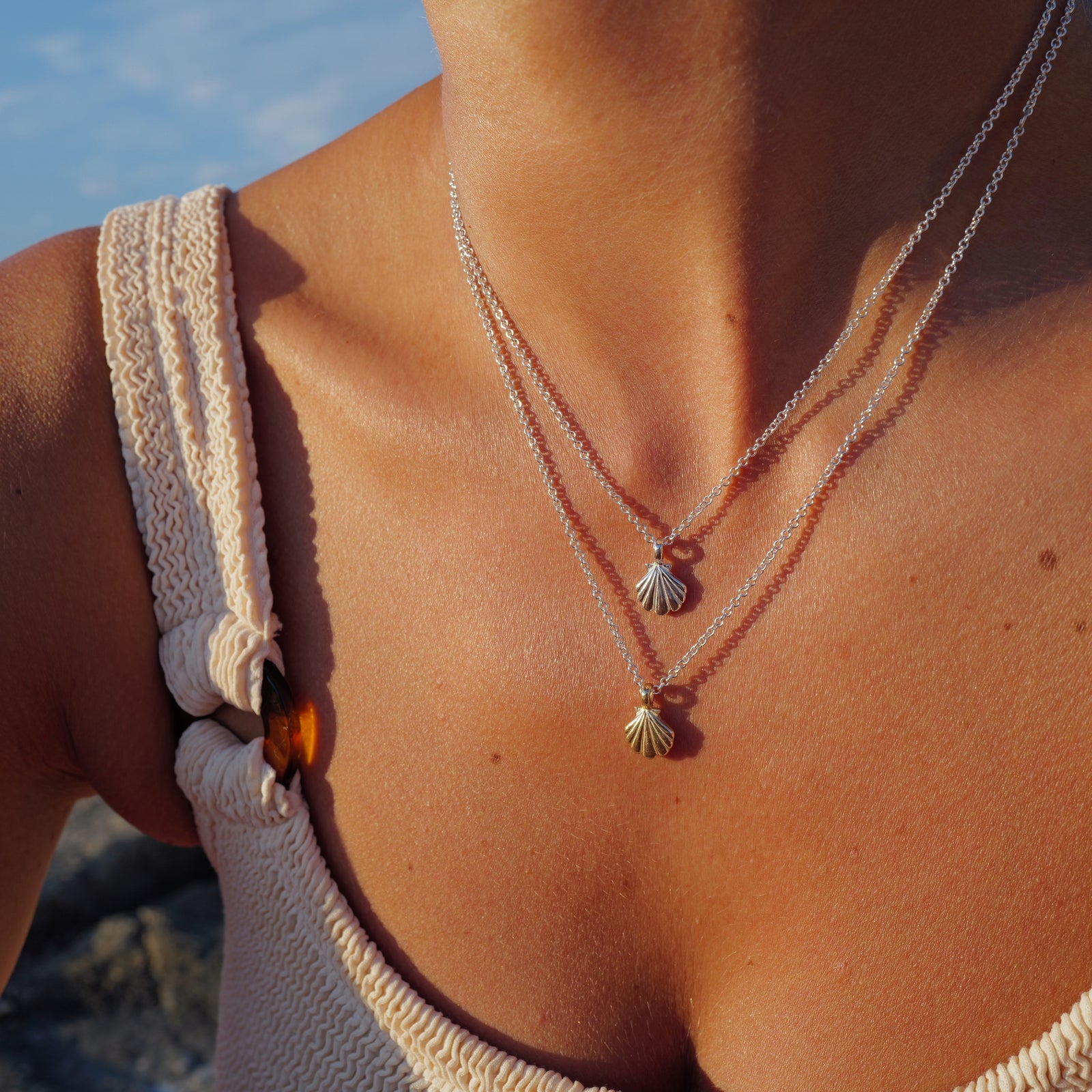Silver & Gold Scallop Shell Necklace