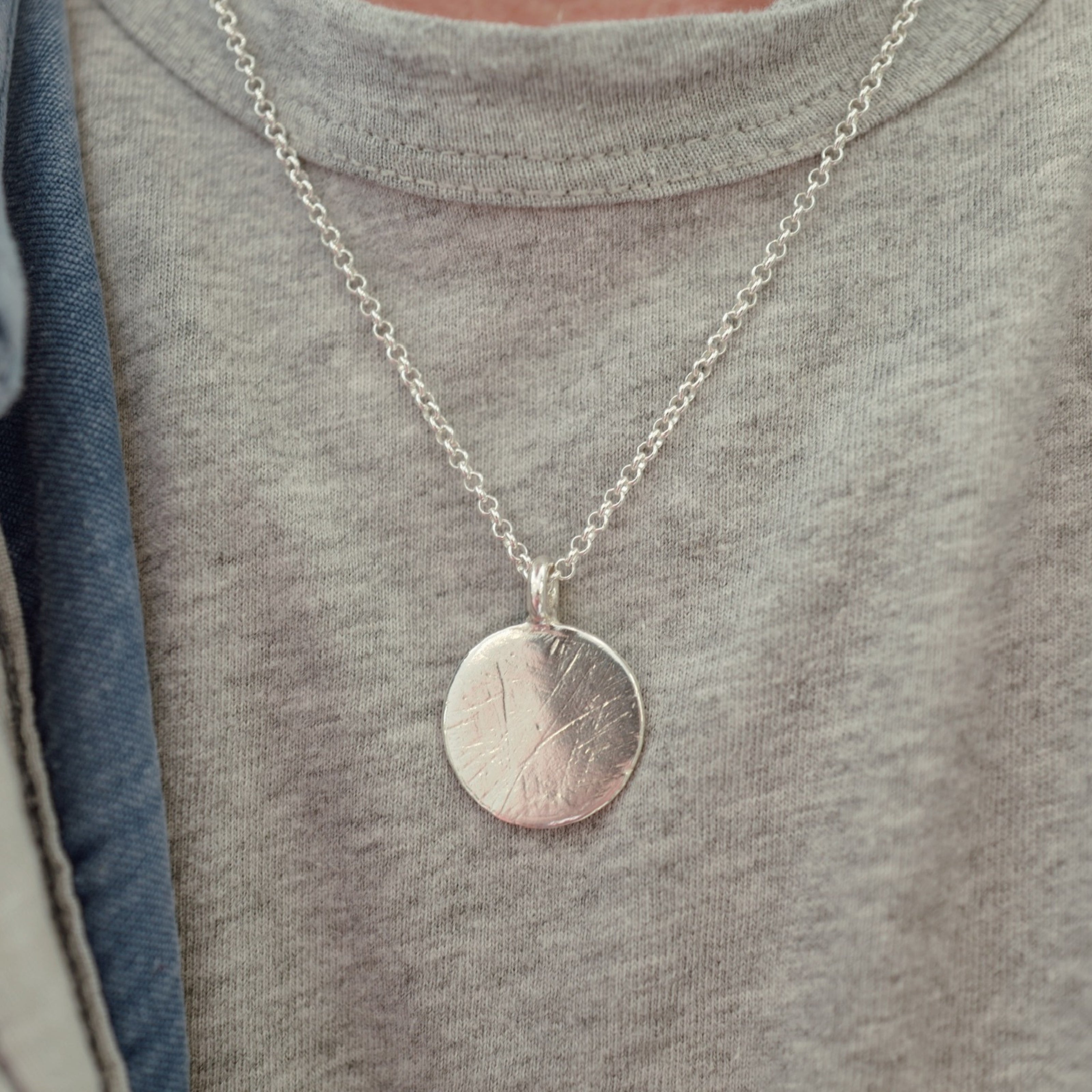 Silver Large Moon Necklace