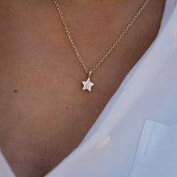 [modelwears Hand Engraved Gold Single Diamond Guiding Star Necklace]