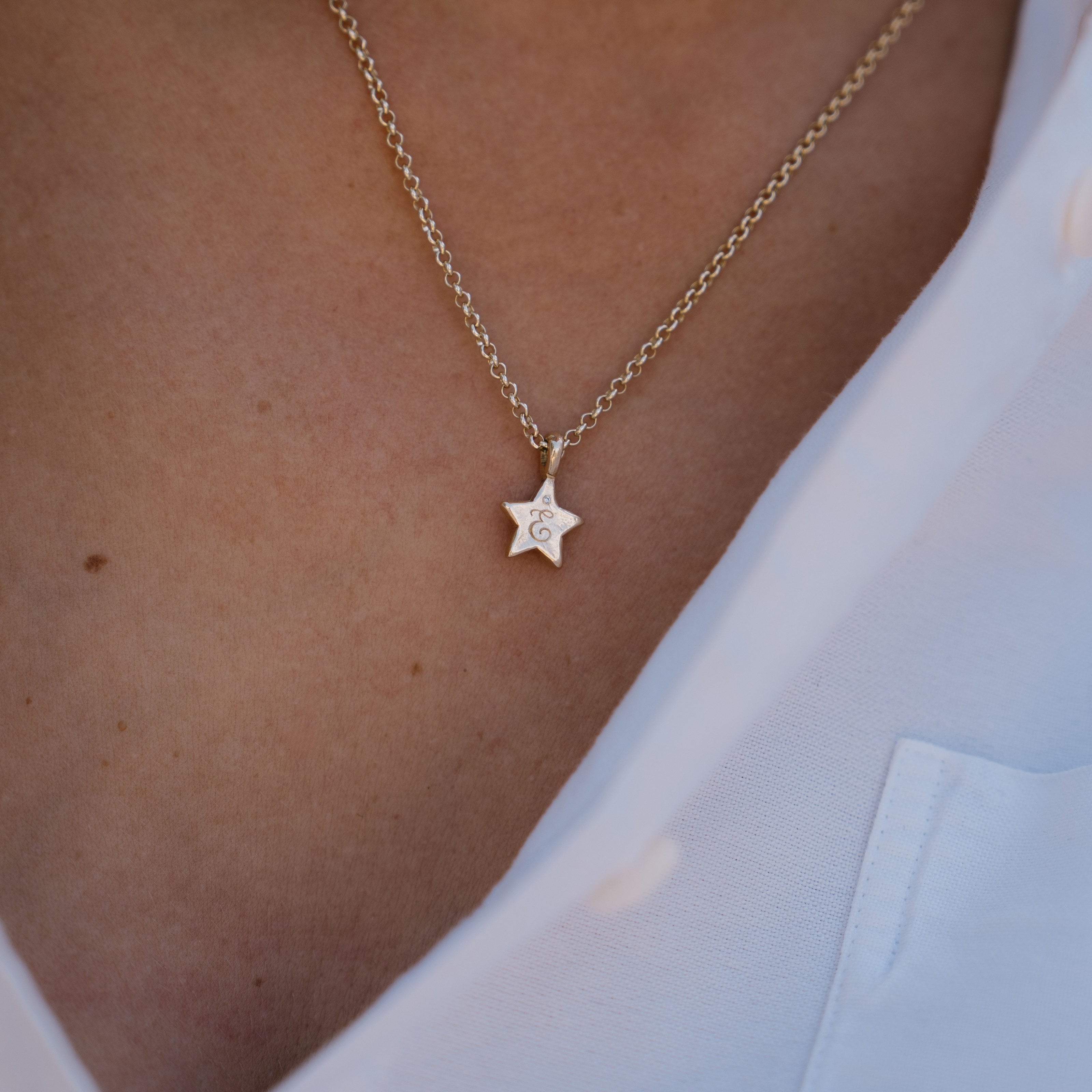 Gold Single Diamond Guiding Star Necklace