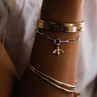 Silver & Gold Mini Honey Bee Trace Chain Bracelet
