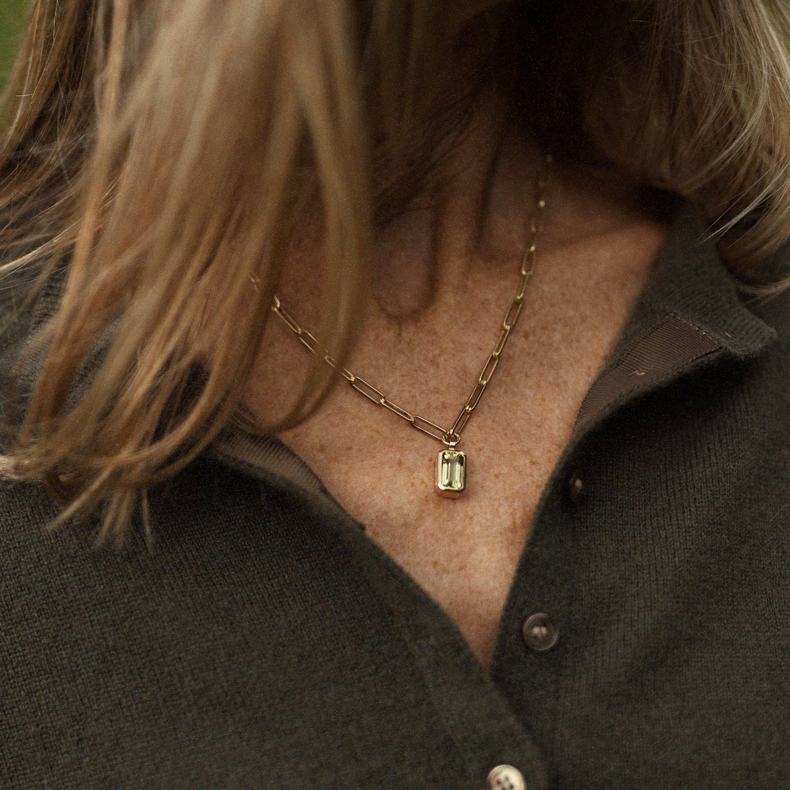 RHEA Gold Beryl Trace Chain Necklace