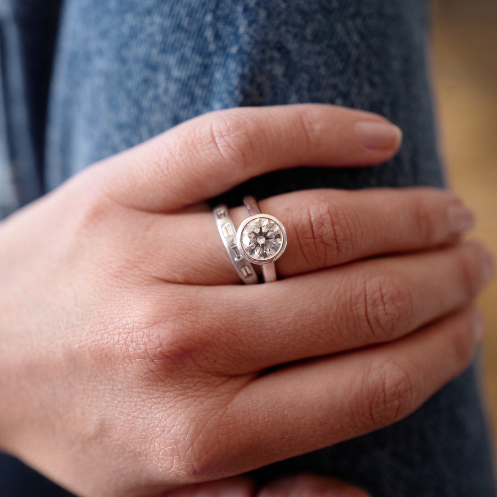 'The Eternity' 18ct White Gold Round 2ct Lab Grown Diamond Bezel Engagement Ring