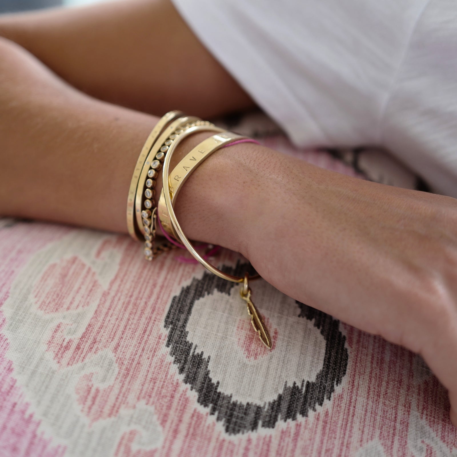 Gold Medium Feather Bangle