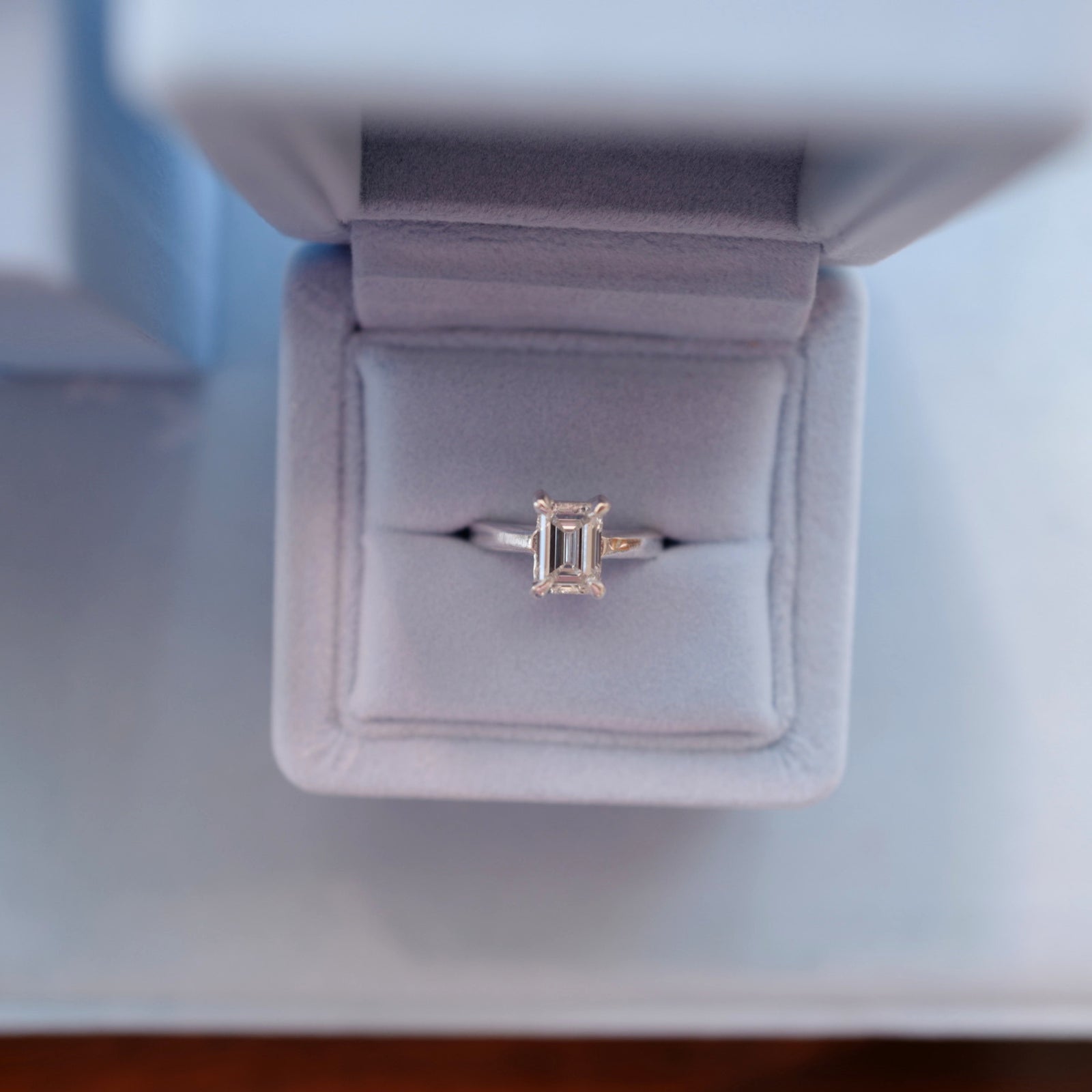 'The Heirloom' 9ct White Gold Emerald 2ct Lab Grown Diamond Claw Engagement Ring