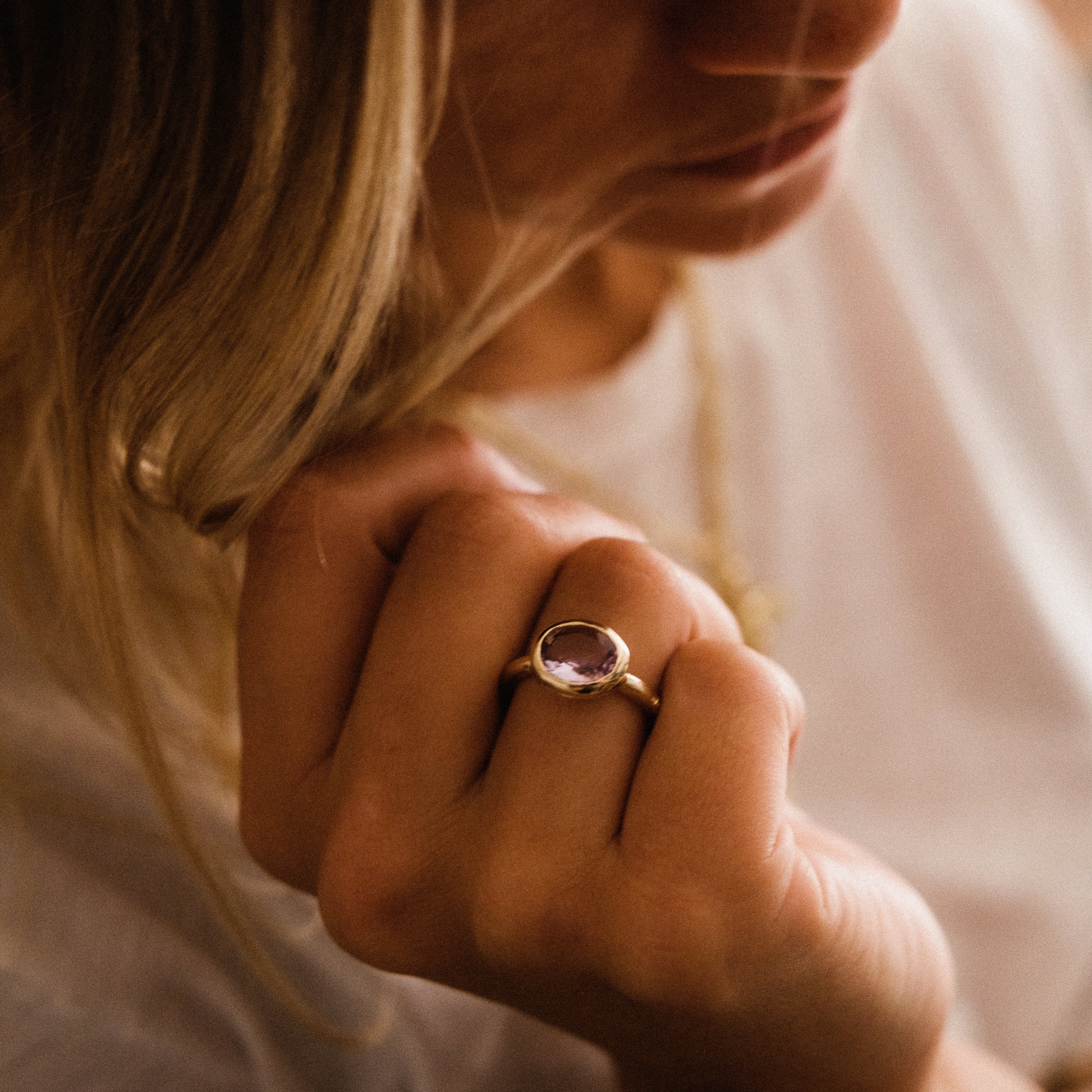 Gold Amethyst Baby Treasure Ring