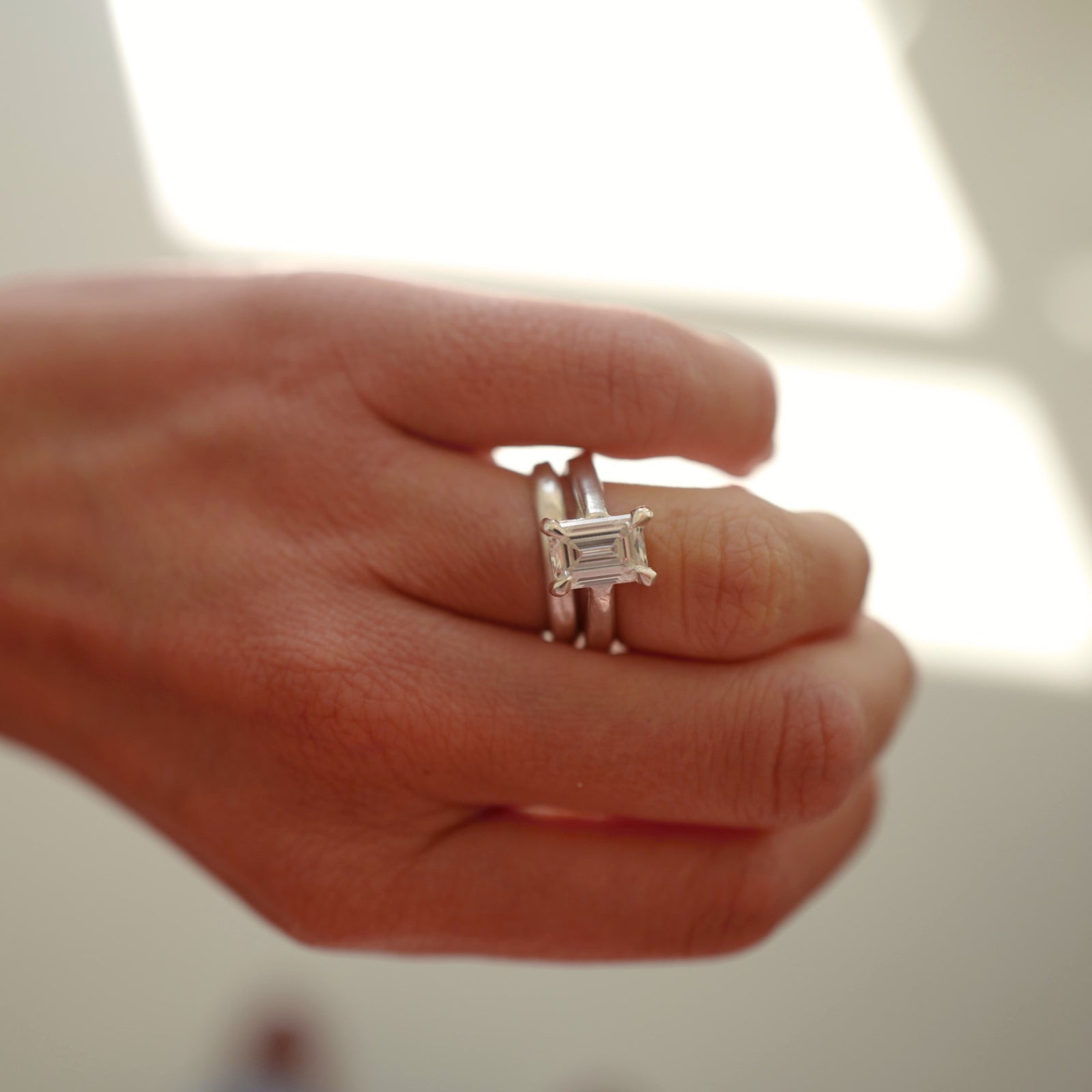 'The Heirloom' Platinum Emerald 2ct Lab Grown Diamond Claw Engagement Ring