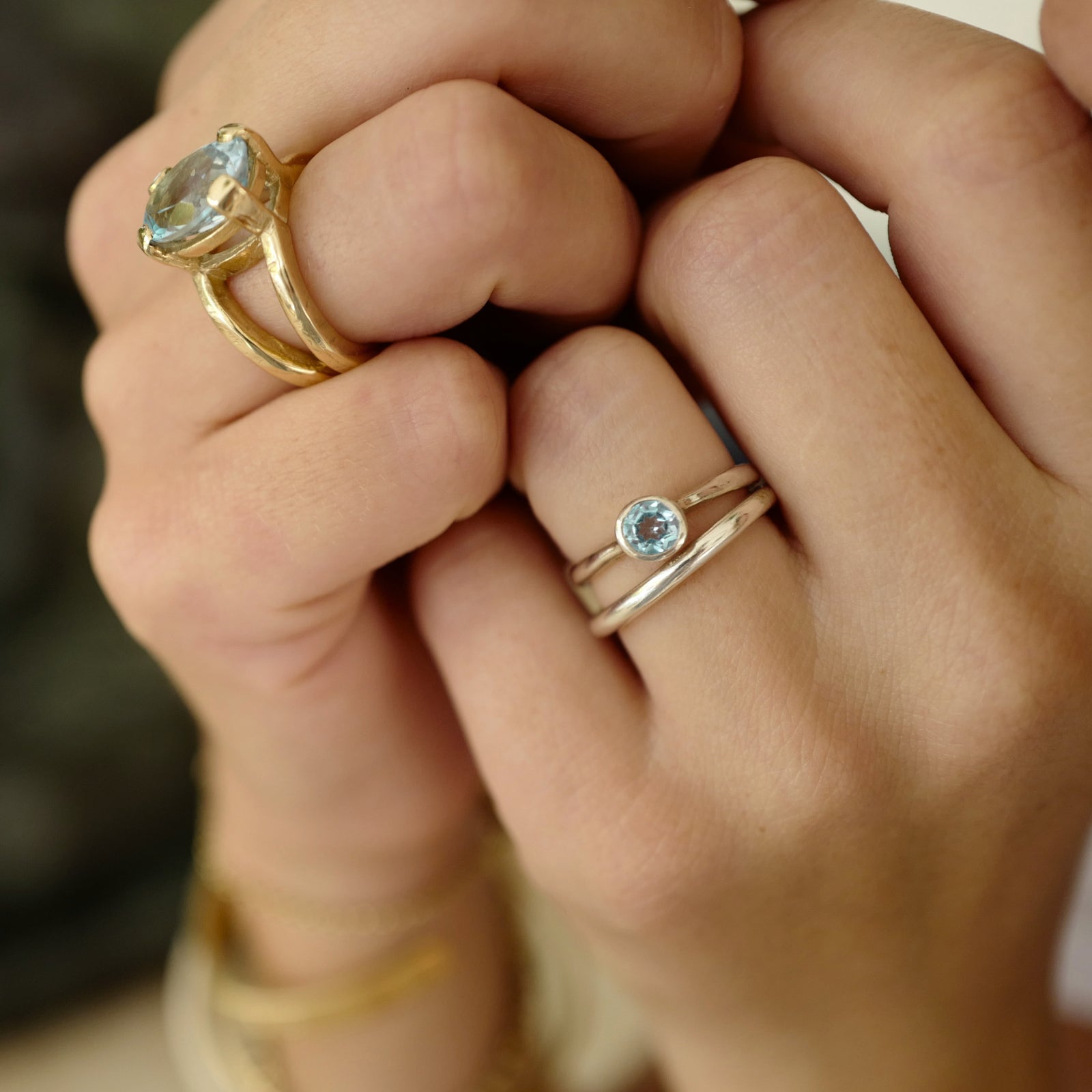 Silver Blue Topaz Baby Stone Ring