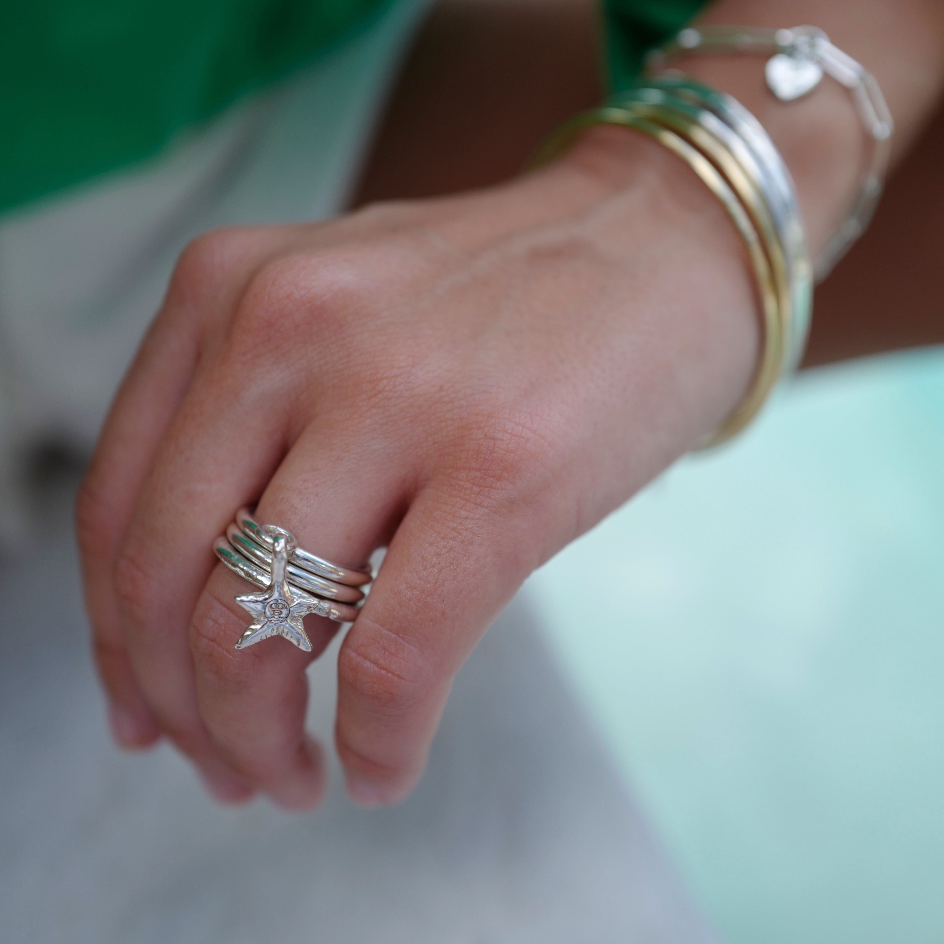 Silver Mini Star Falling Ring