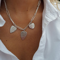 Silver Trio Heart Heart Token Necklace